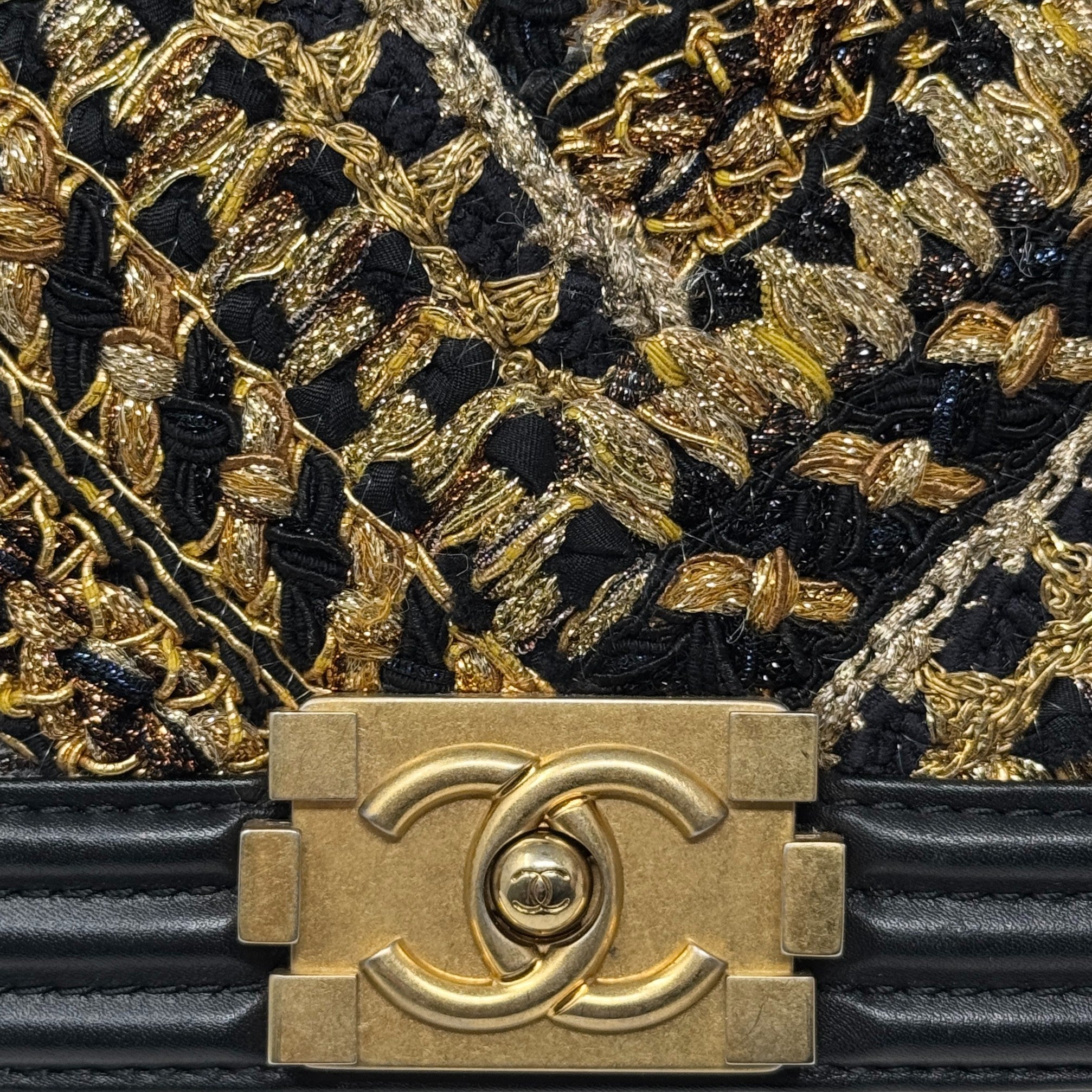 Chanel Black Tweed Small Boy Bag