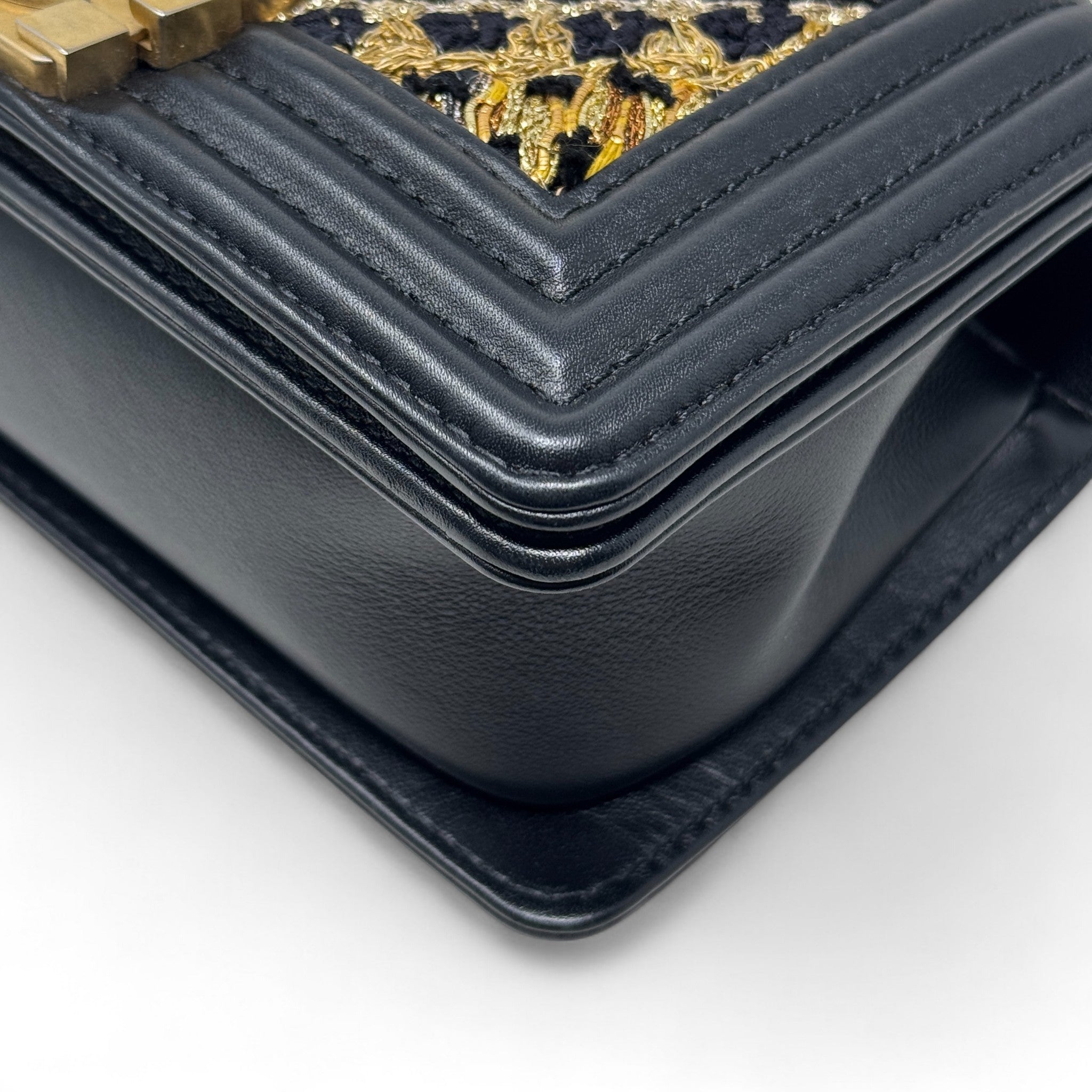 Chanel Black Tweed Small Boy Bag