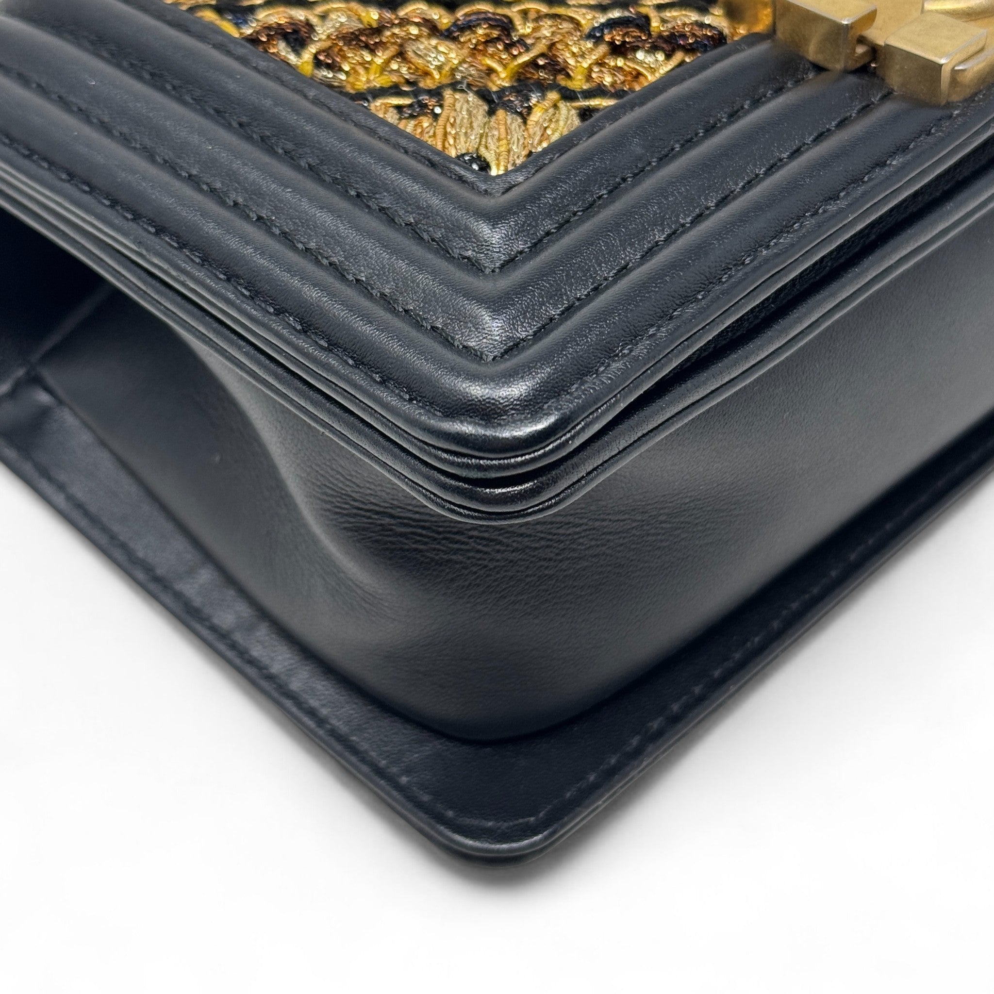 Chanel Black Tweed Small Boy Bag