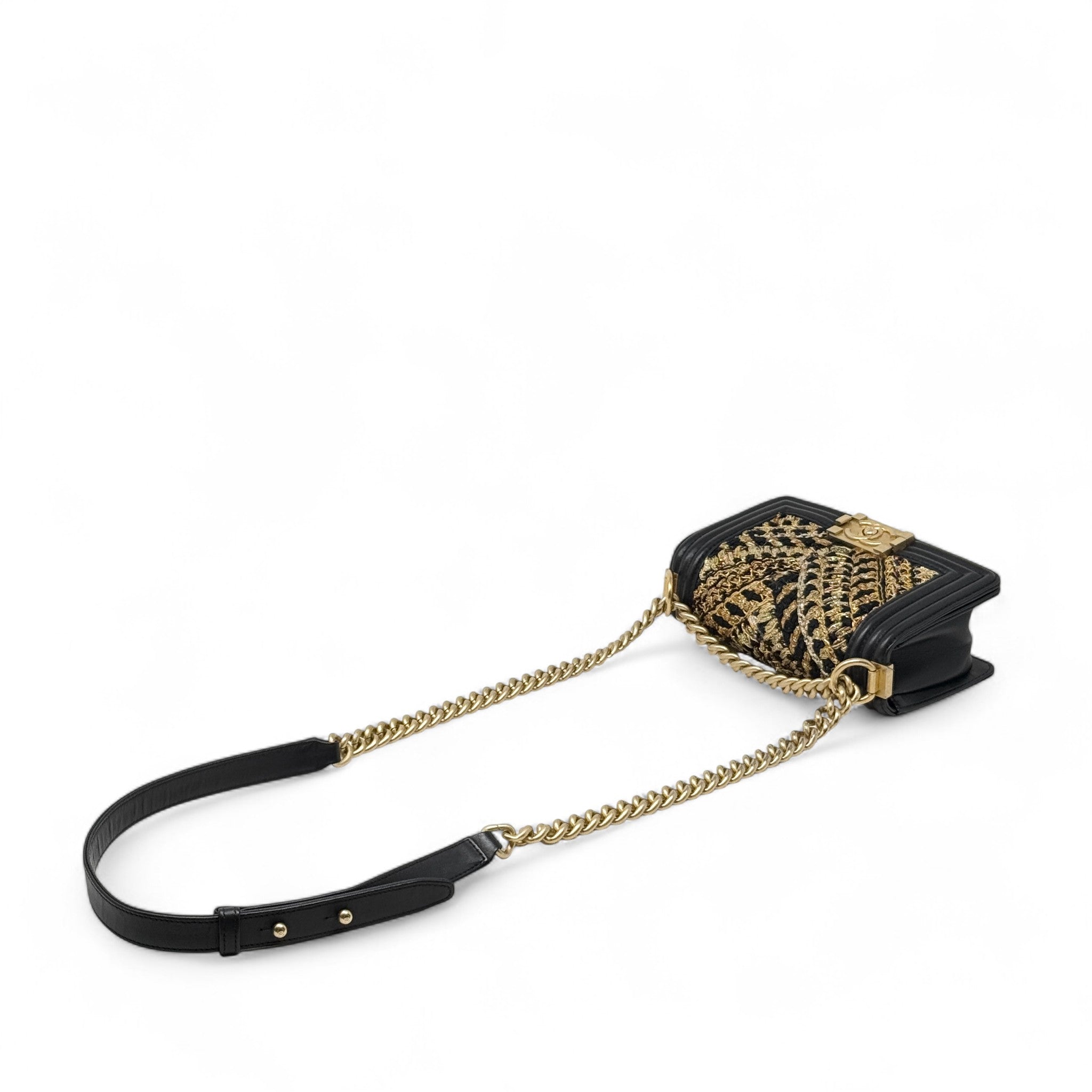 Chanel Black Tweed Small Boy Bag