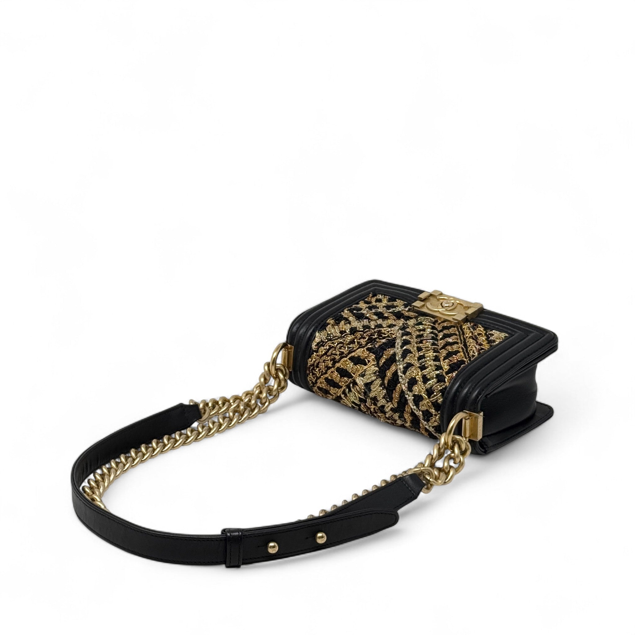 Chanel Black Tweed Small Boy Bag