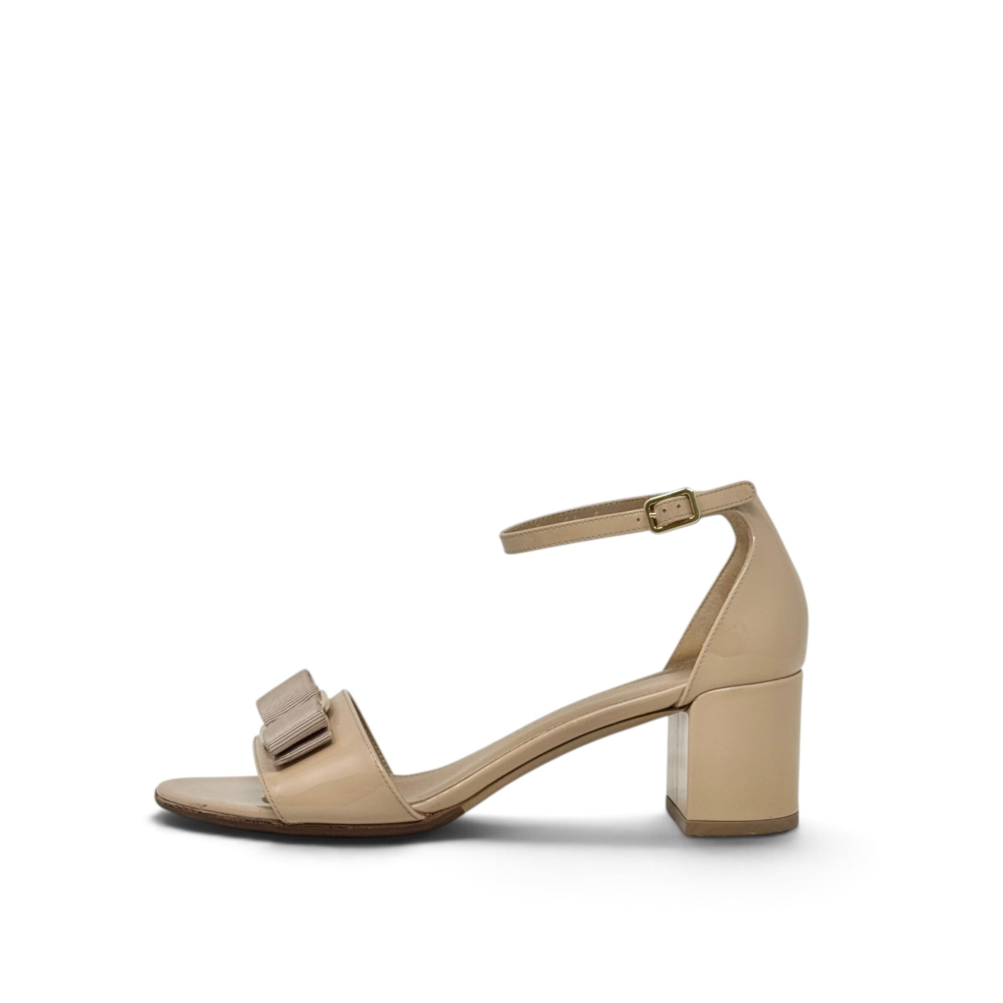 Ferragamo Beige Gavina Block Heel Sandals 37
