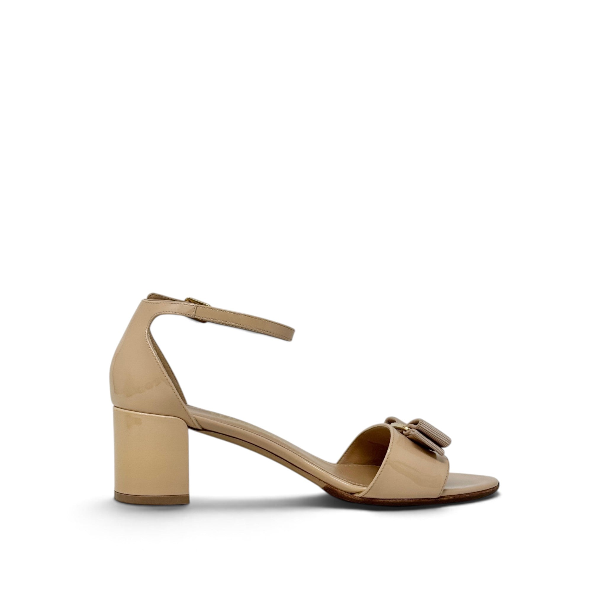 Ferragamo Beige Gavina Block Heel Sandals 37