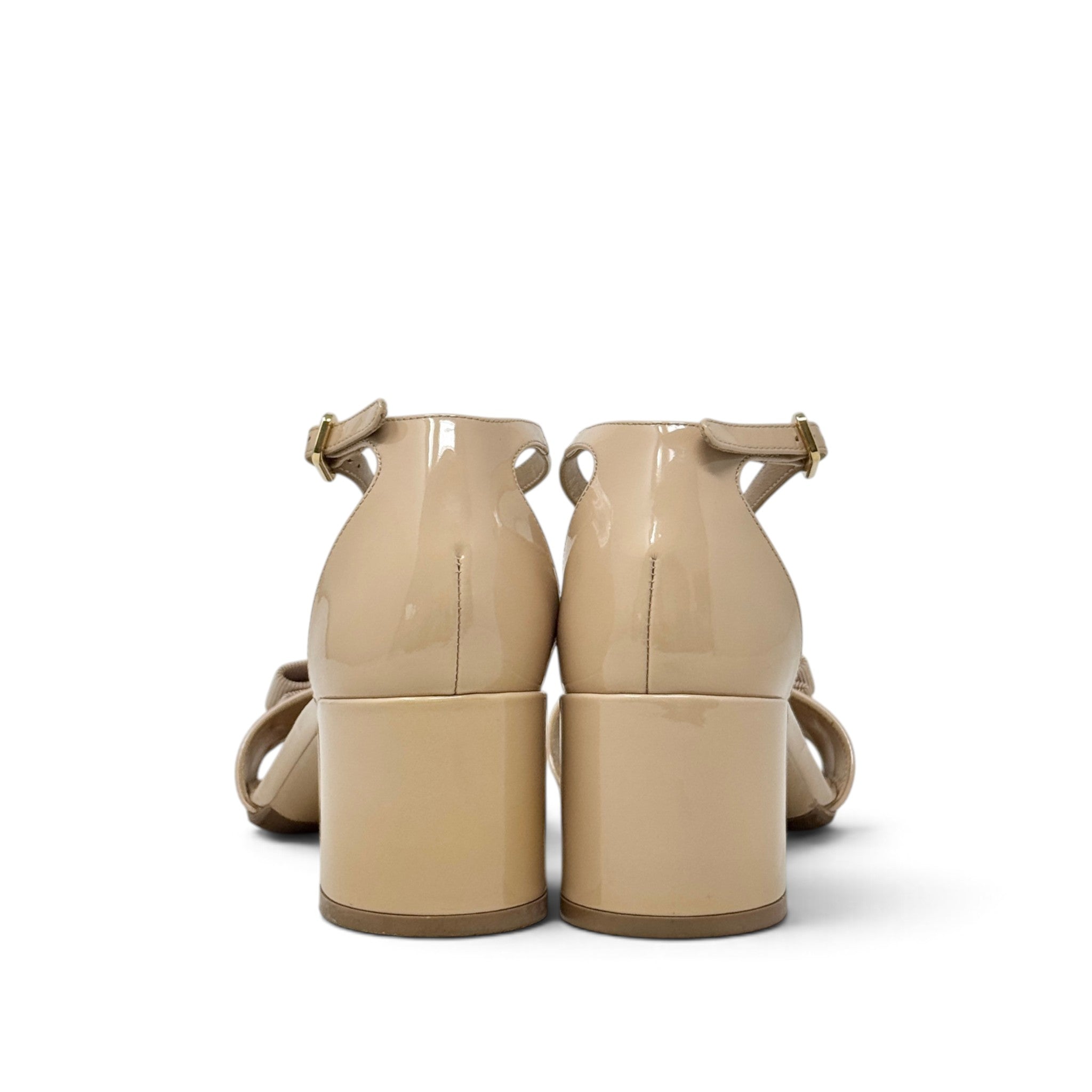 Ferragamo Beige Gavina Block Heel Sandals 37
