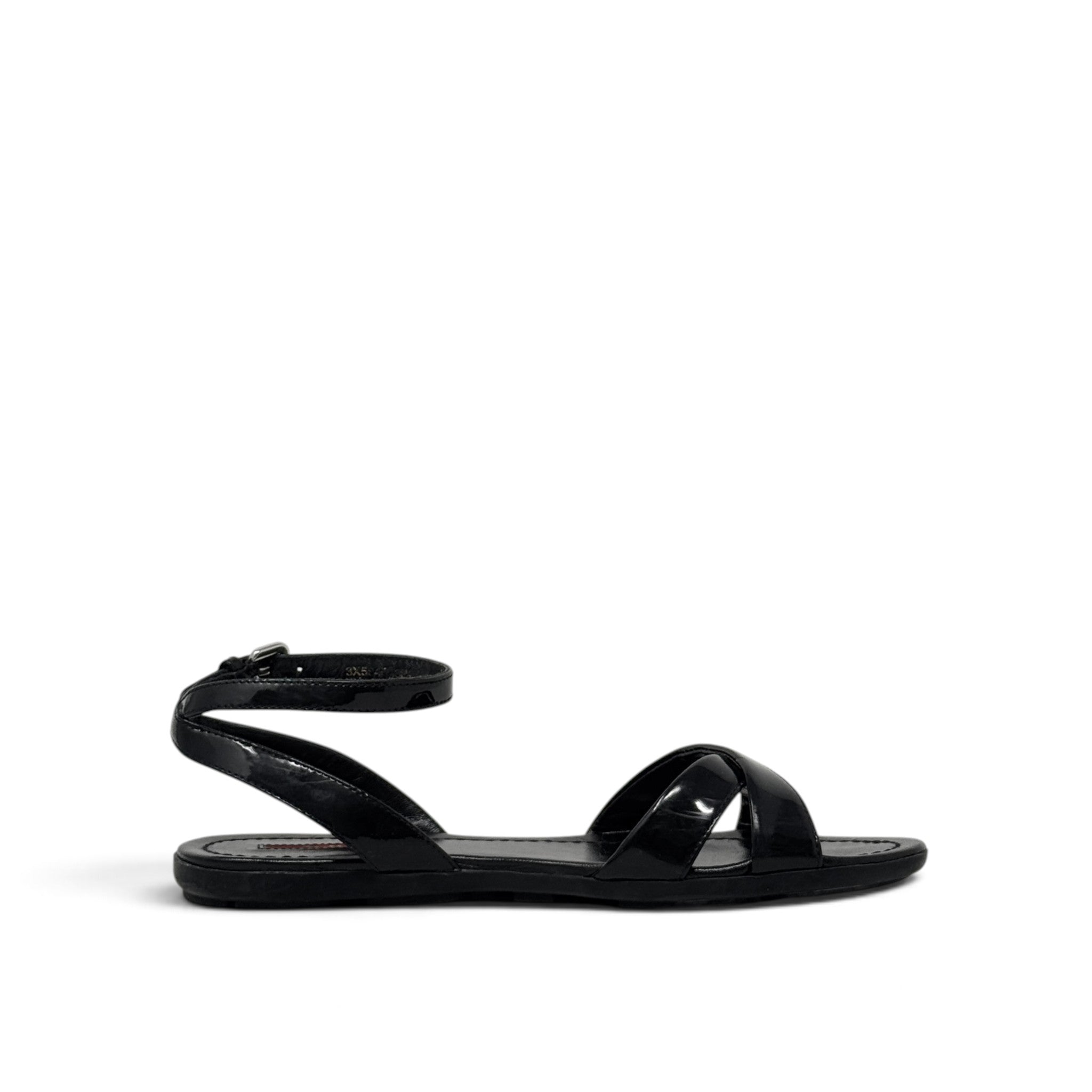 Prada Black Crisscross Flat Sandals 36.5