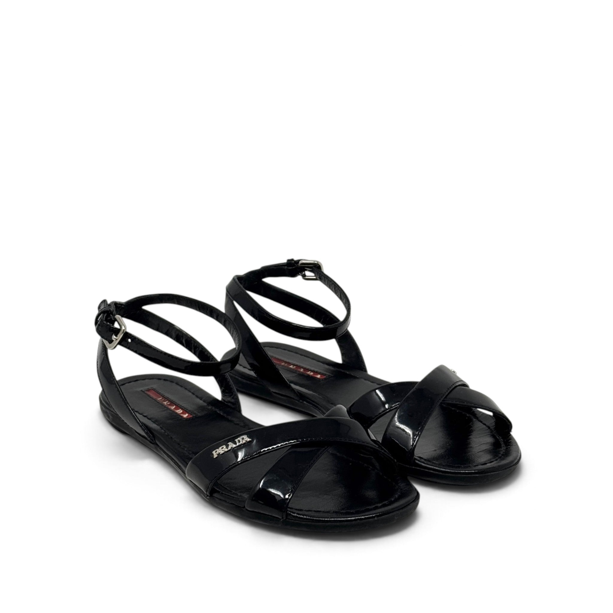 Prada Black Crisscross Flat Sandals 36.5