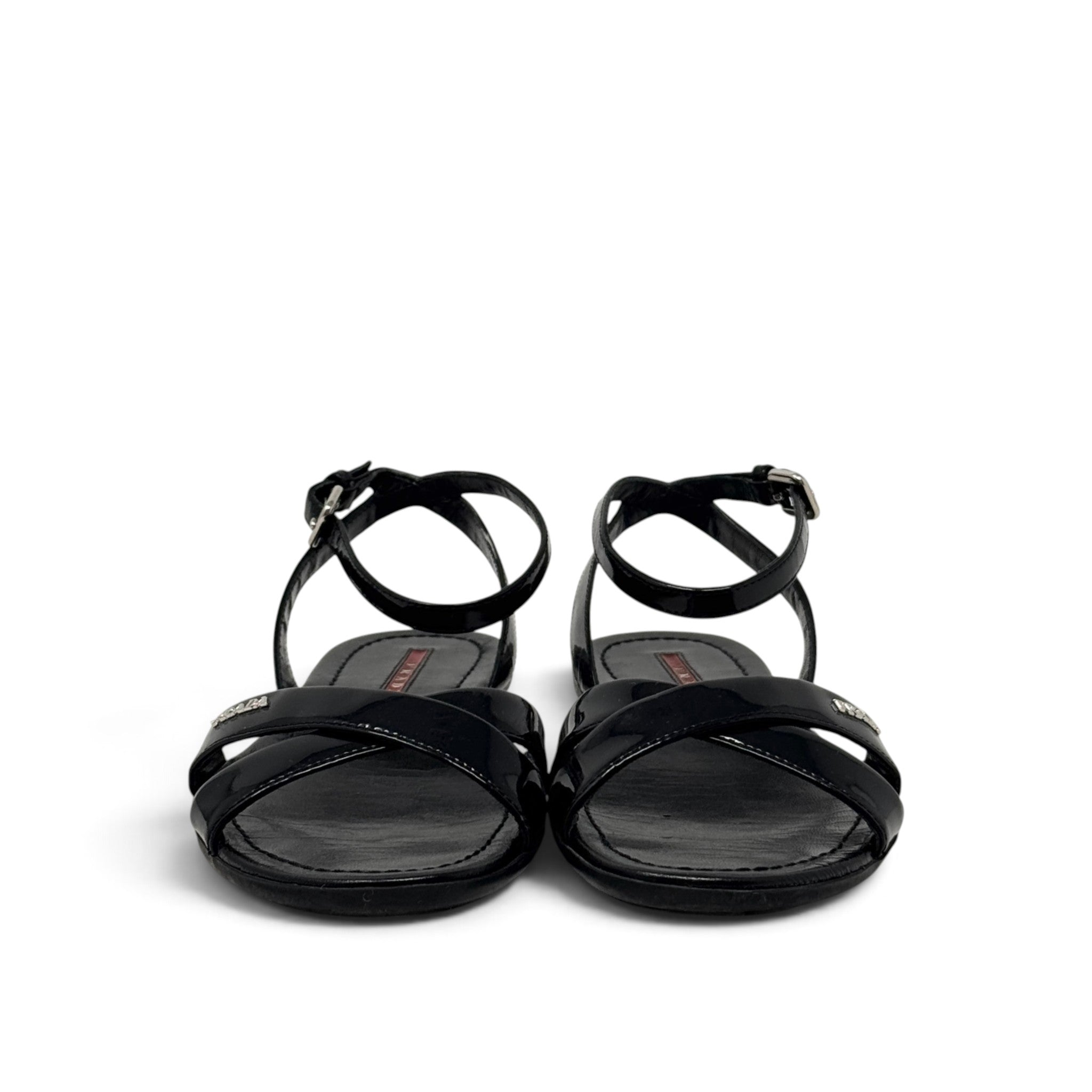 Prada Black Crisscross Flat Sandals 36.5