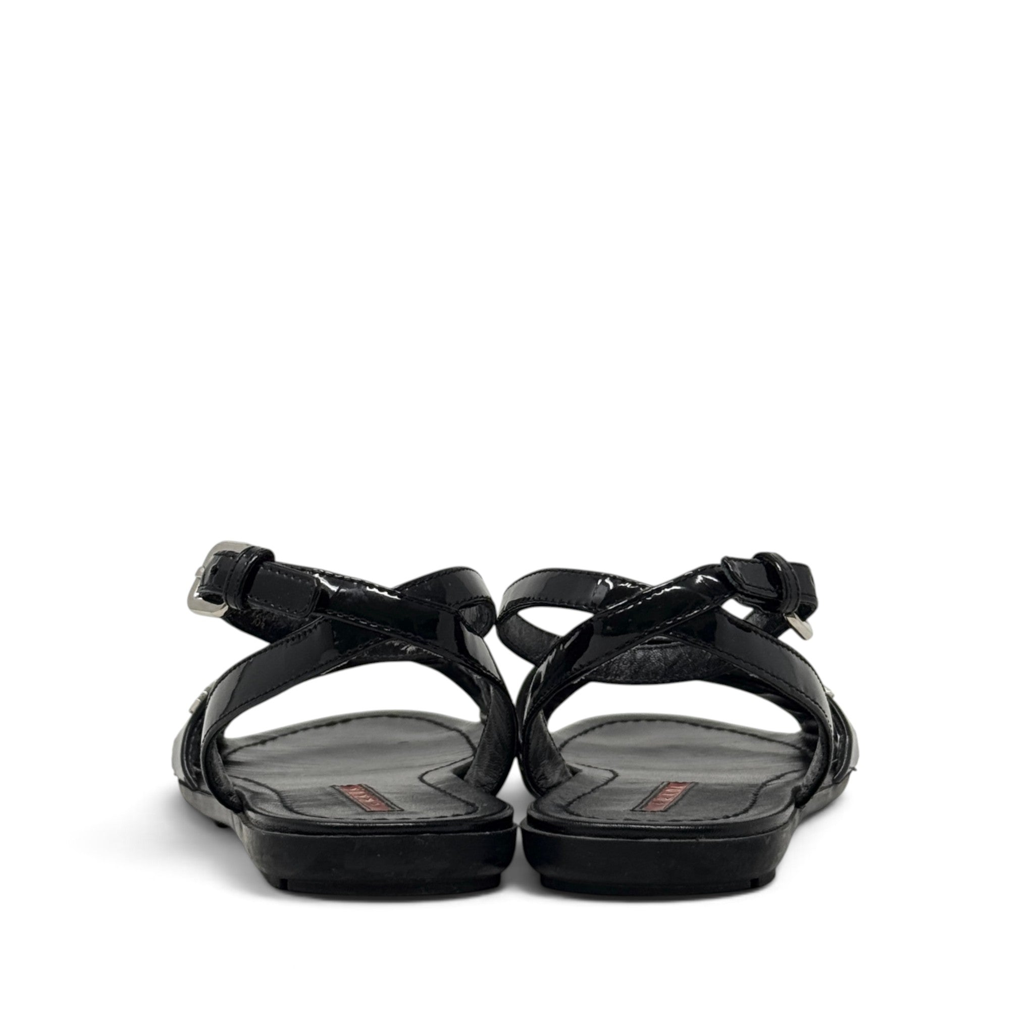 Prada Black Crisscross Flat Sandals 36.5
