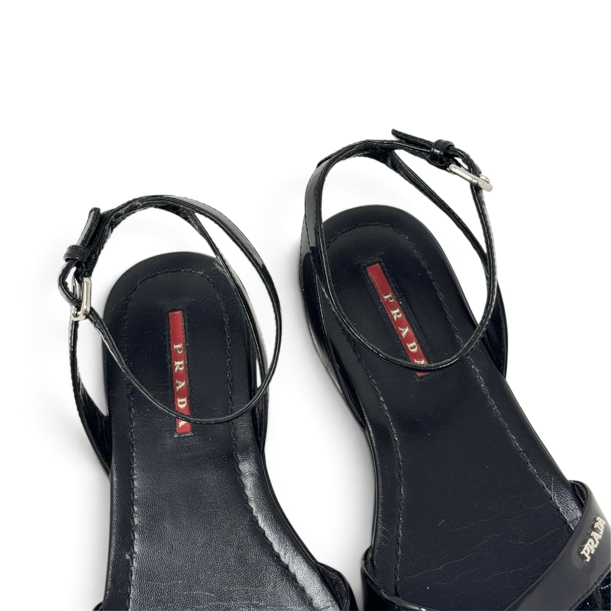 Prada Black Crisscross Flat Sandals 36.5