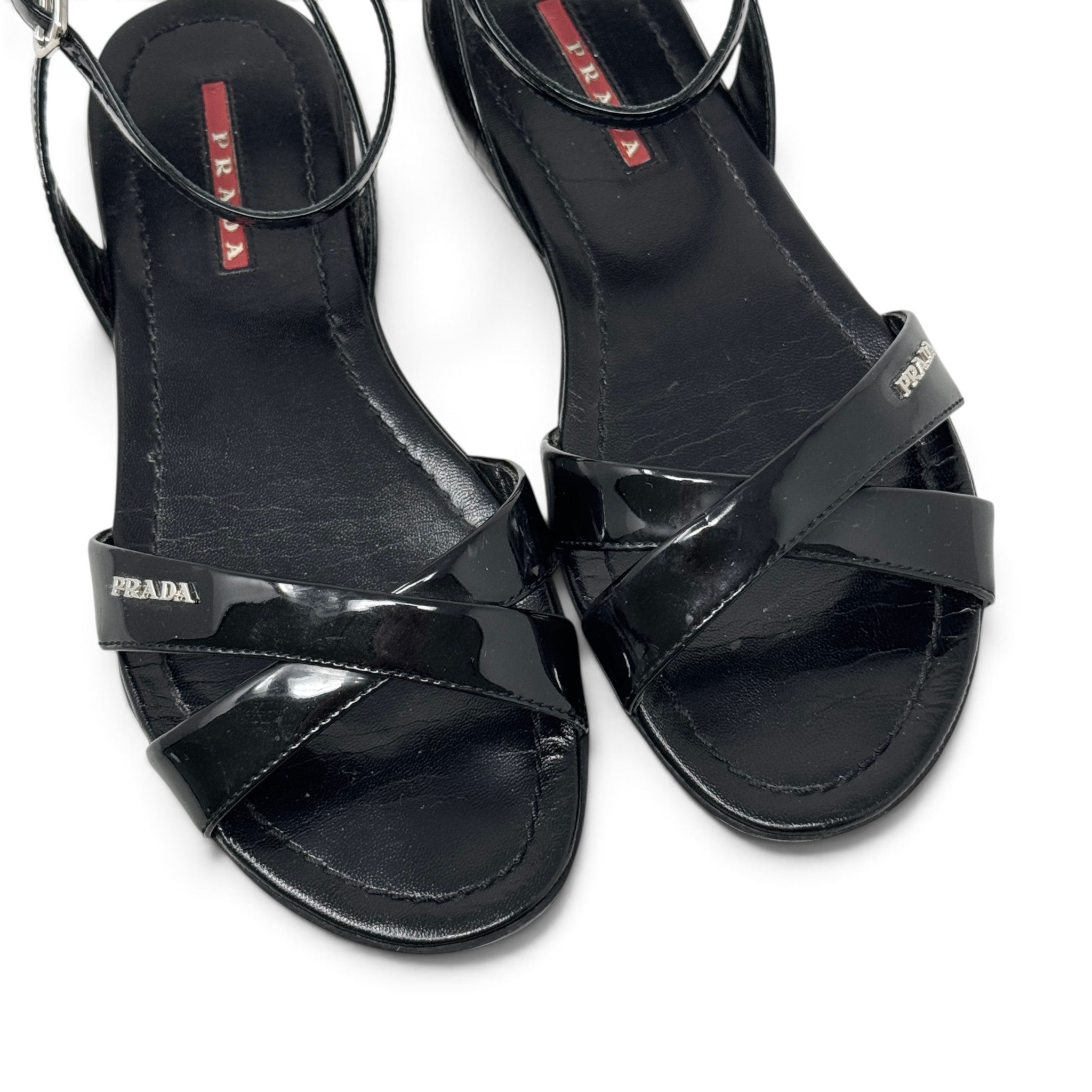 Prada Black Crisscross Flat Sandals 36.5