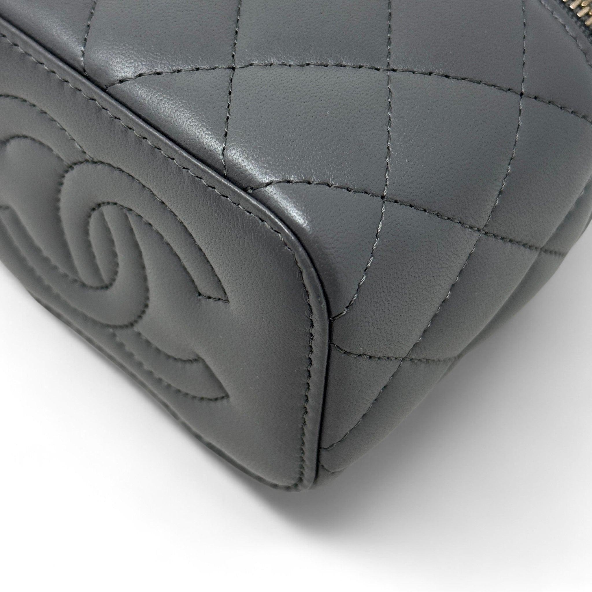 Chanel Grey Mini Vanity Case With Chain