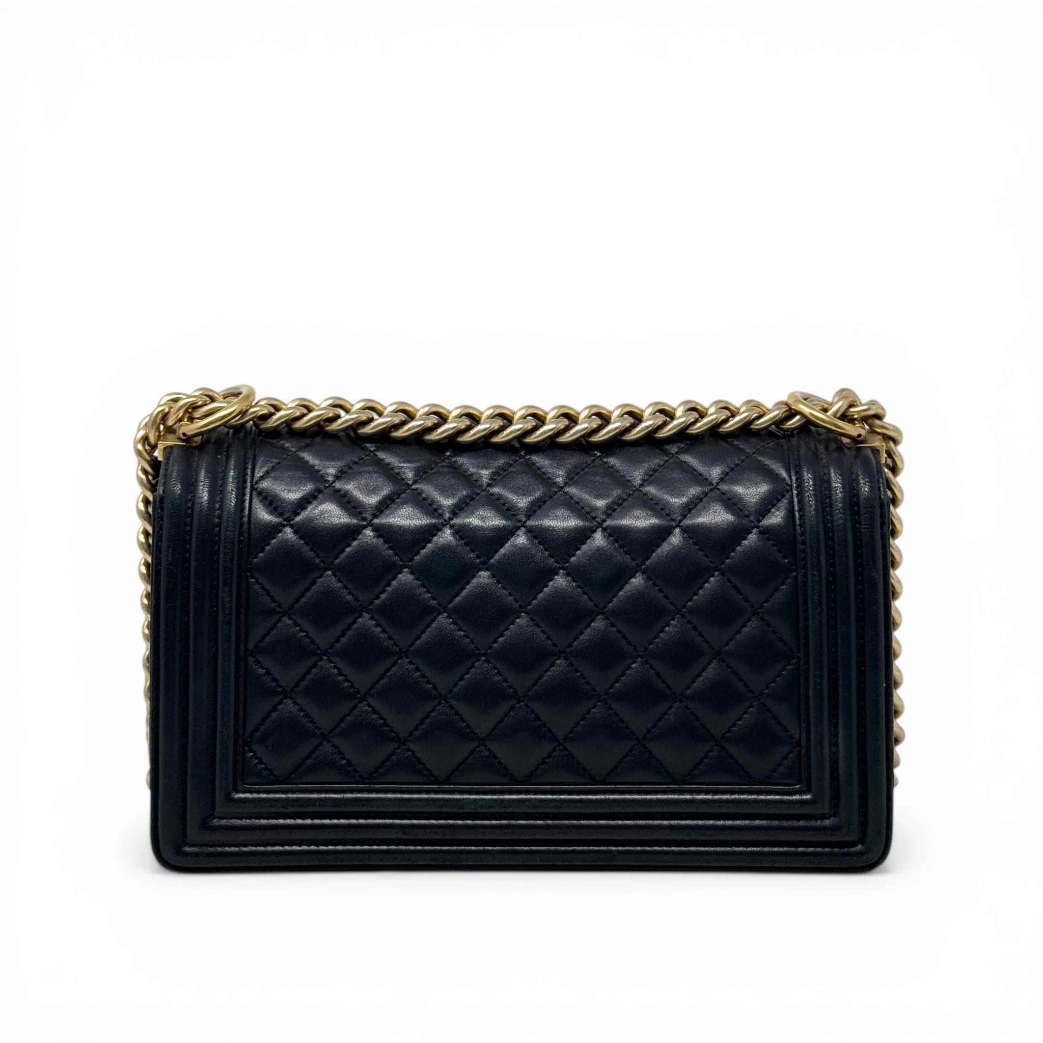 Chanel Black Lambskin Medium Boy Bag