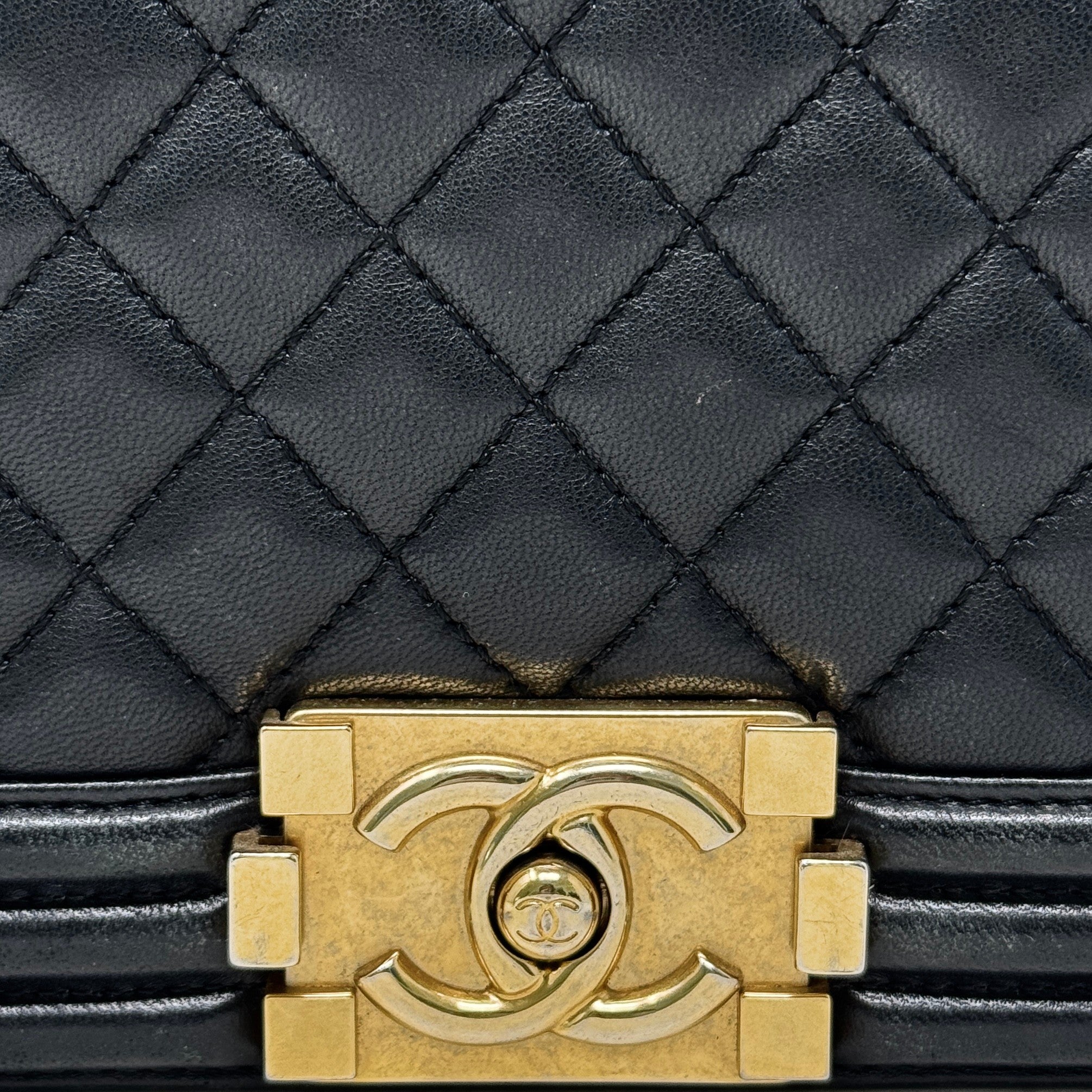 Chanel Black Lambskin Medium Boy Bag