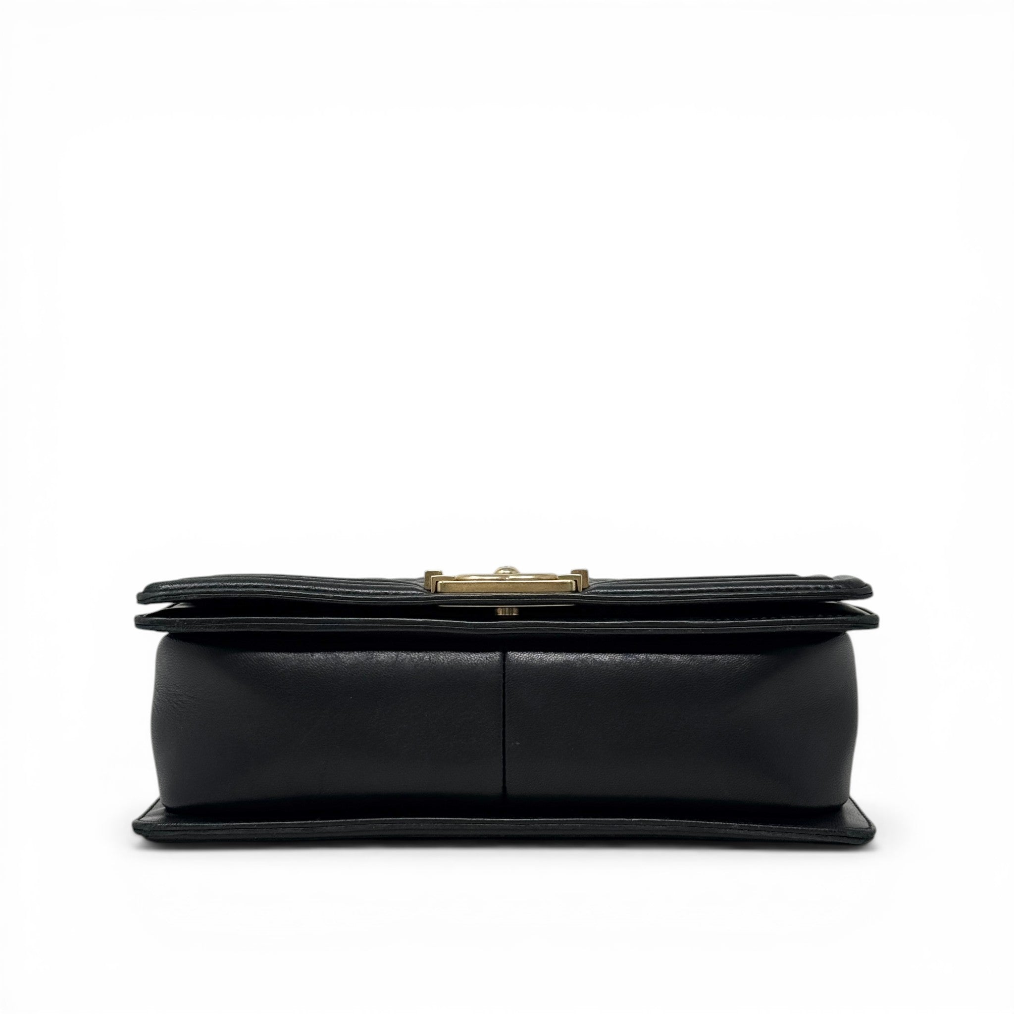 Chanel Black Lambskin Medium Boy Bag