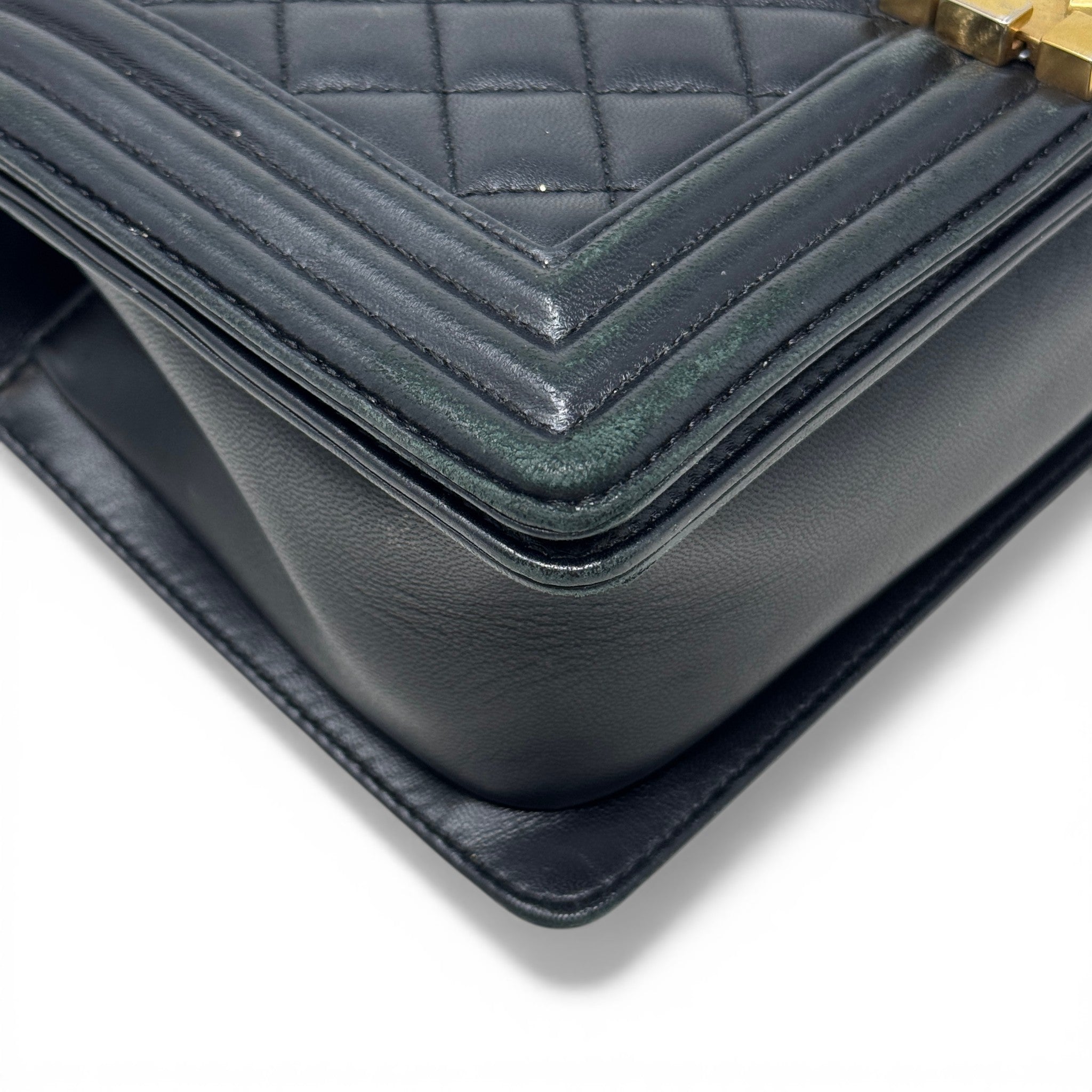 Chanel Black Lambskin Medium Boy Bag
