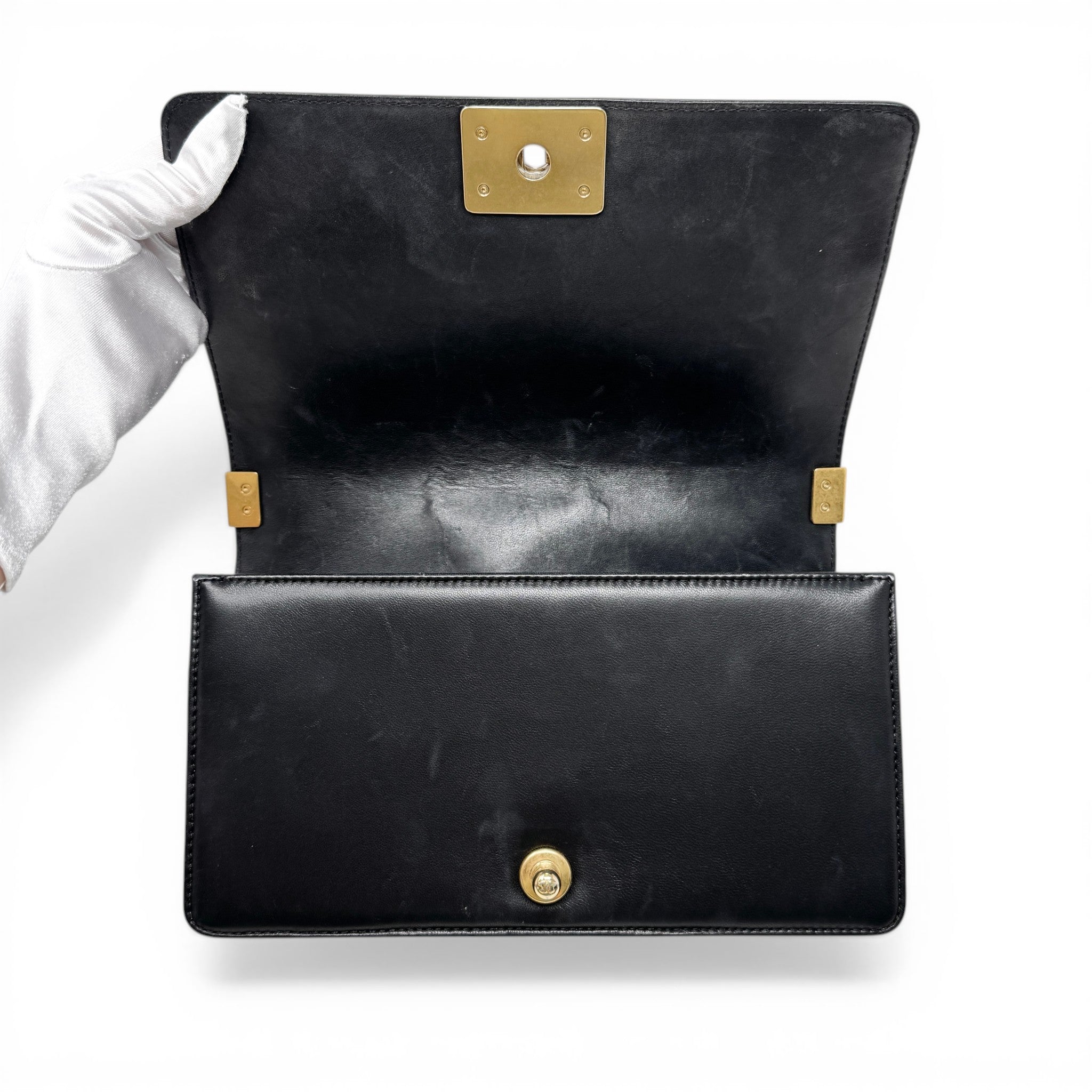 Chanel Black Lambskin Medium Boy Bag