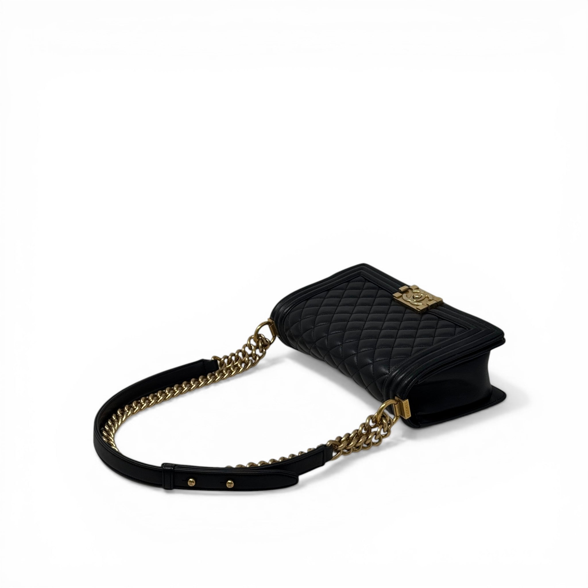 Chanel Black Lambskin Medium Boy Bag