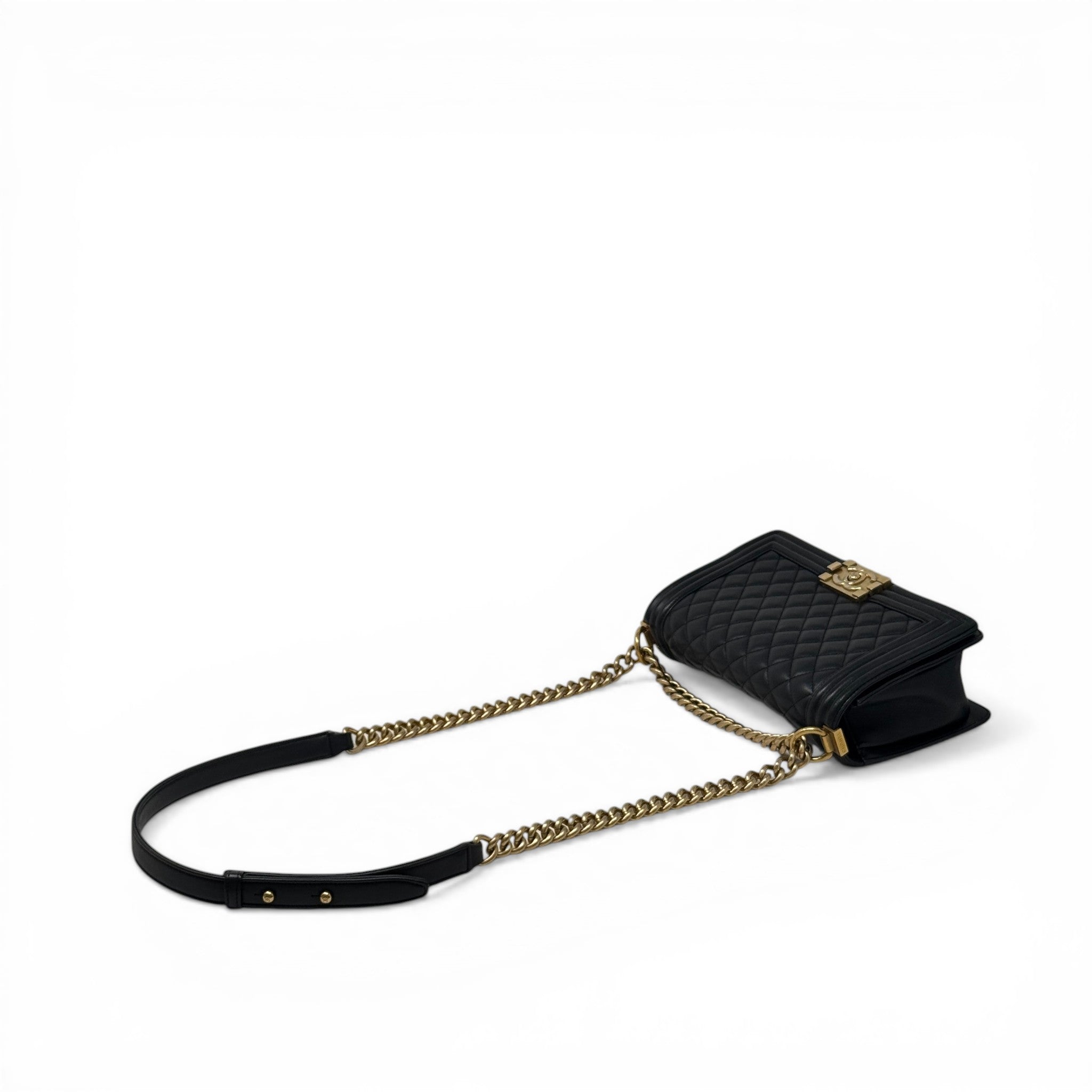 Chanel Black Lambskin Medium Boy Bag