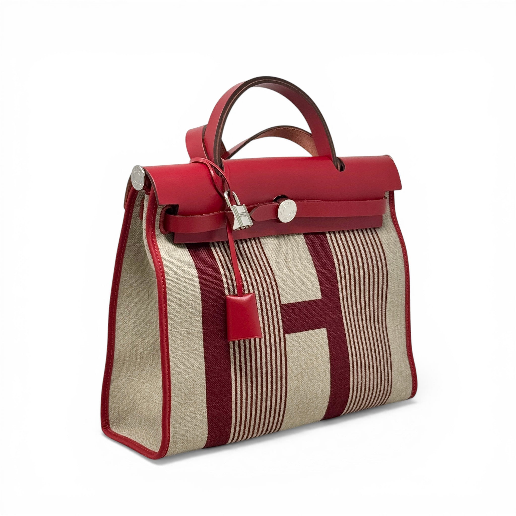 Hermes Rouge Piment H Vibration Toile Herbag Zip 31