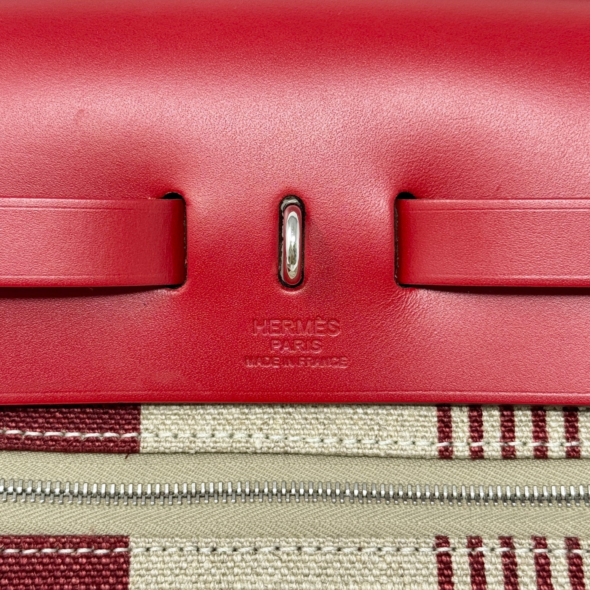 Hermes Rouge Piment H Vibration Toile Herbag Zip 31