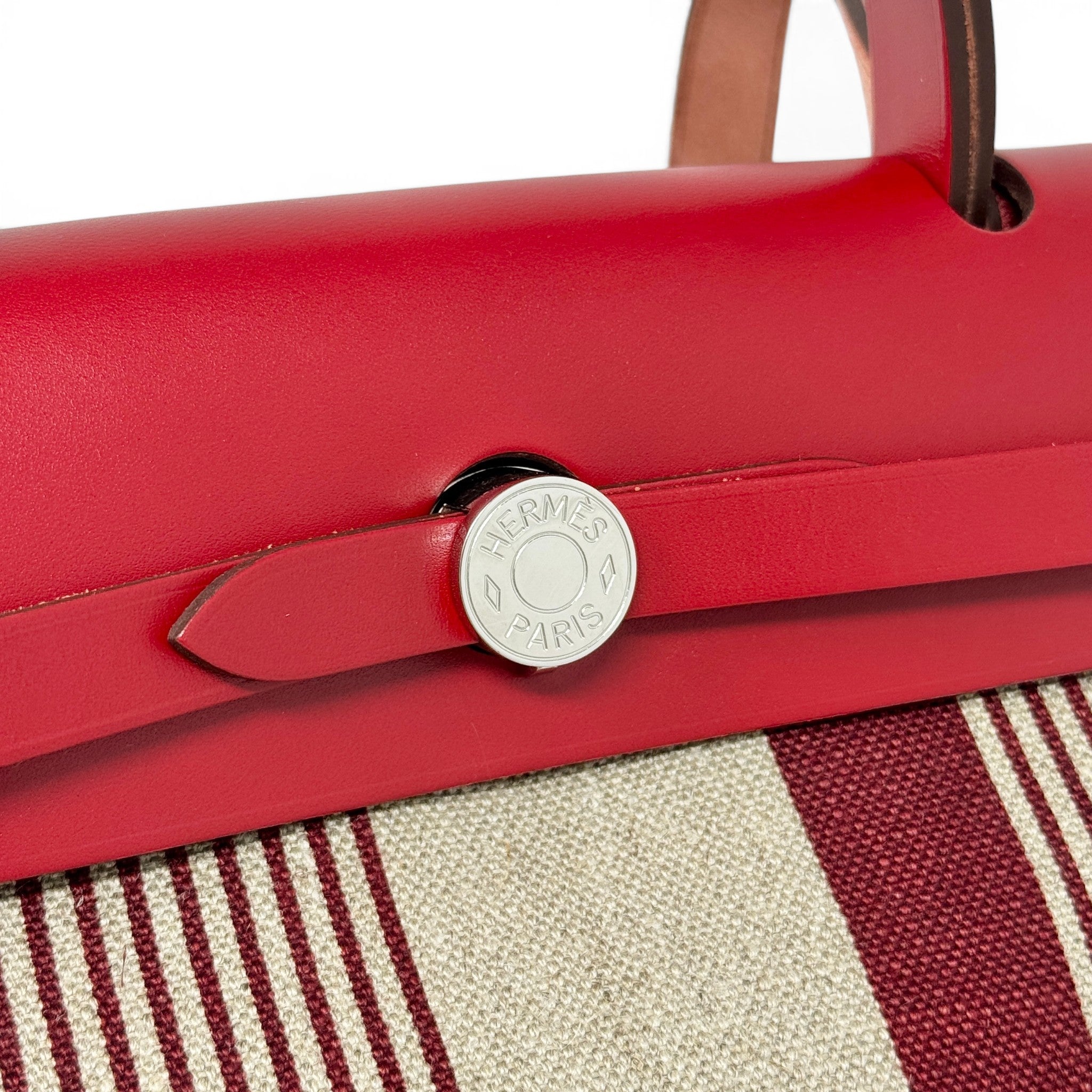 Hermes Rouge Piment H Vibration Toile Herbag Zip 31