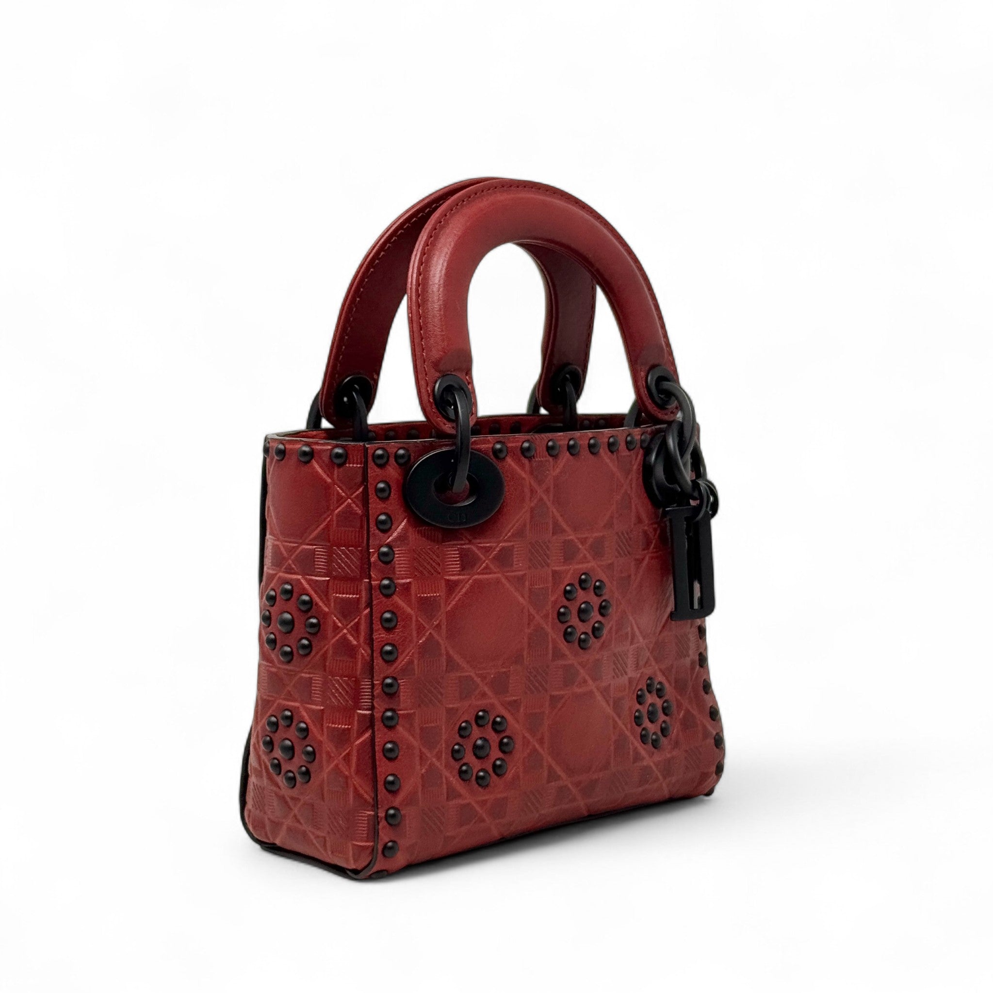 Dior Red Studded Mini Supple Lady Dior