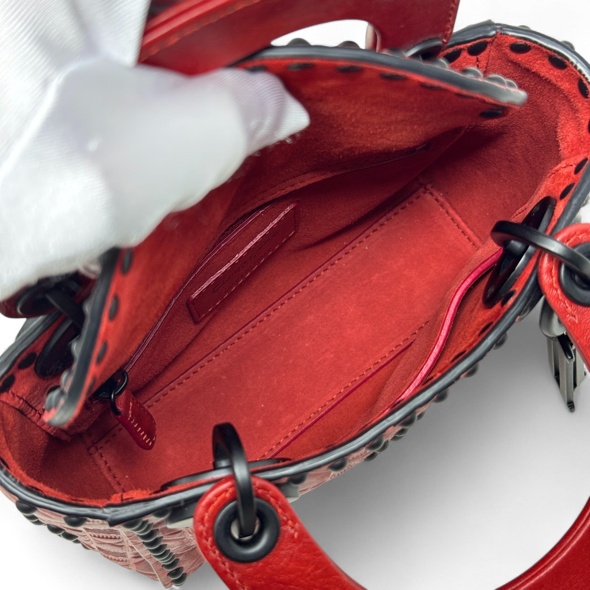 Dior Red Studded Mini Supple Lady Dior