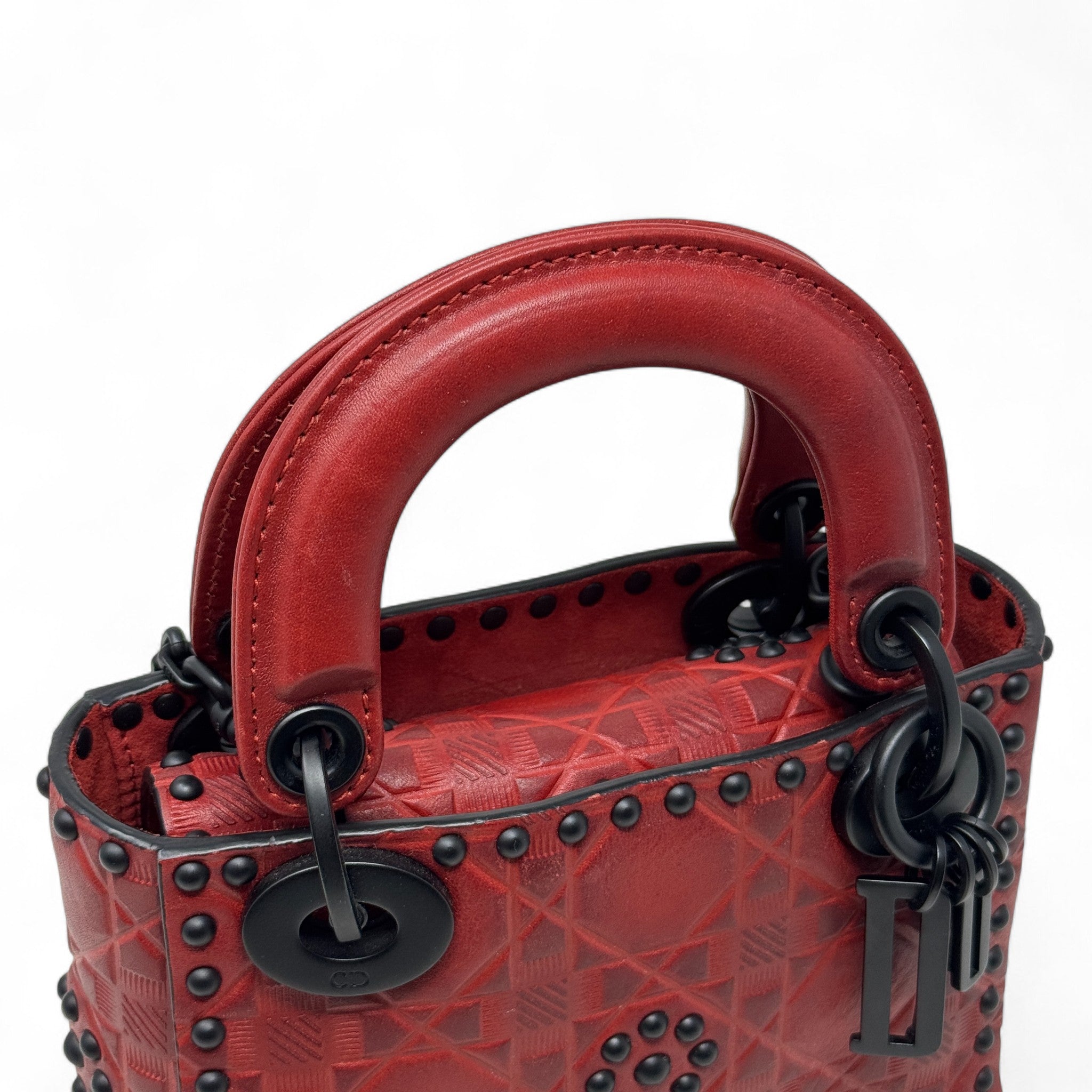 Dior Red Studded Mini Supple Lady Dior