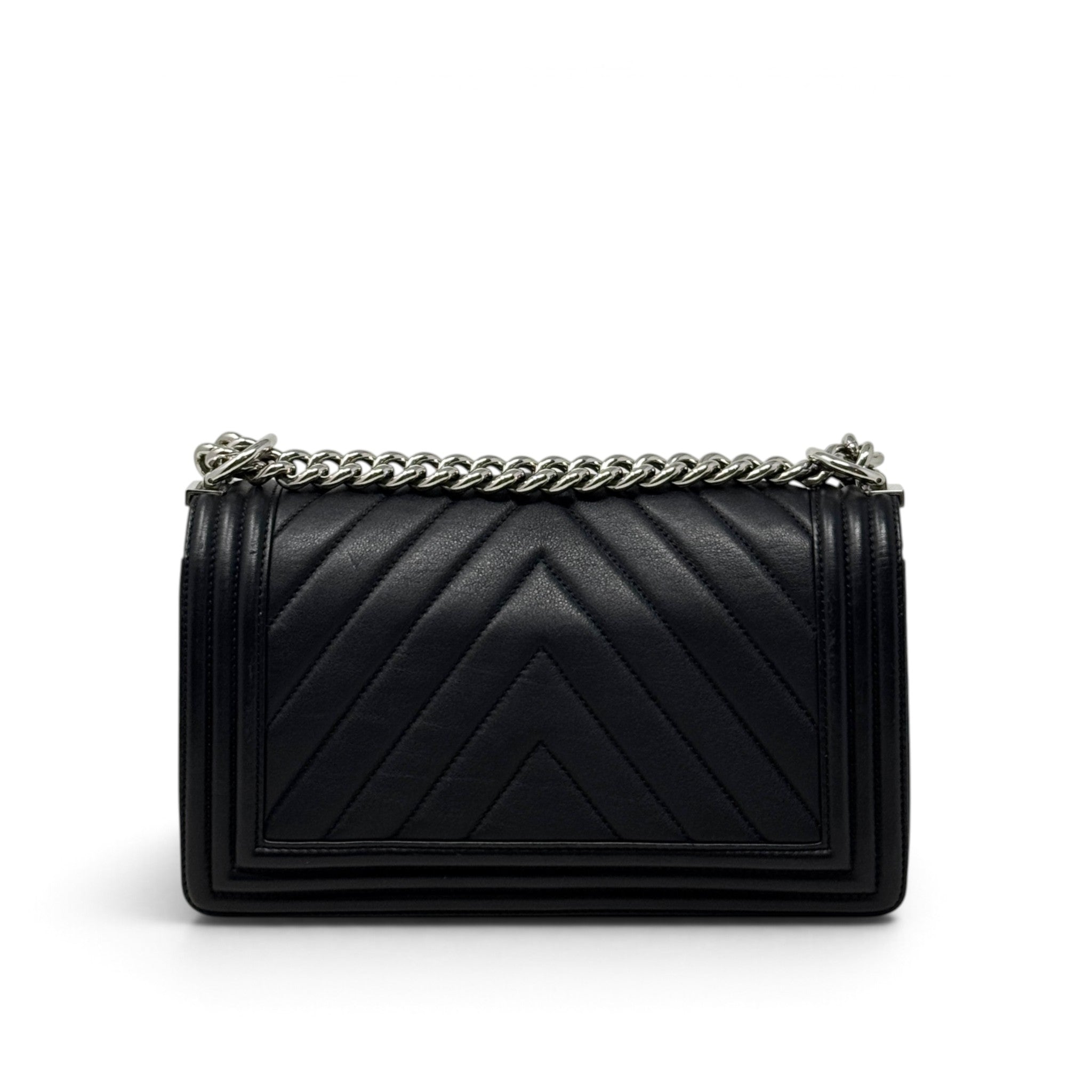 Chanel Black Chevron Medium Boy Bag