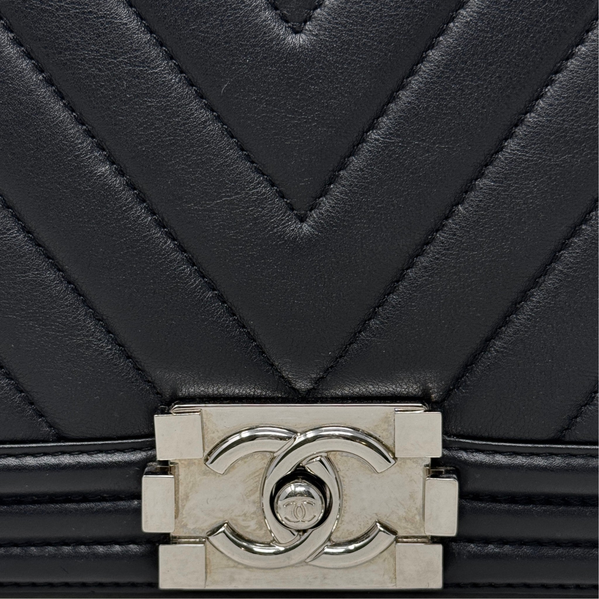 Chanel Black Chevron Medium Boy Bag