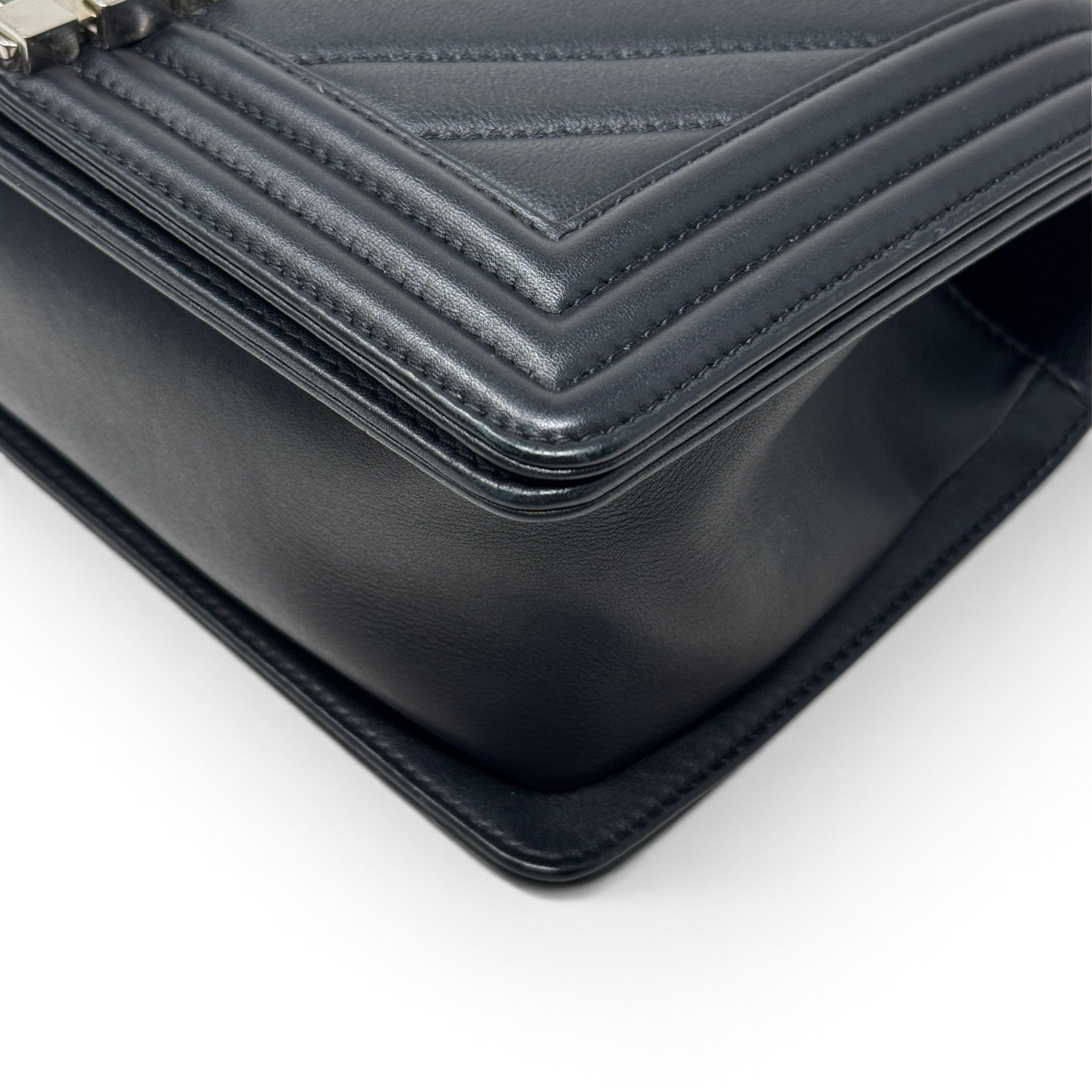 Chanel Black Chevron Medium Boy Bag