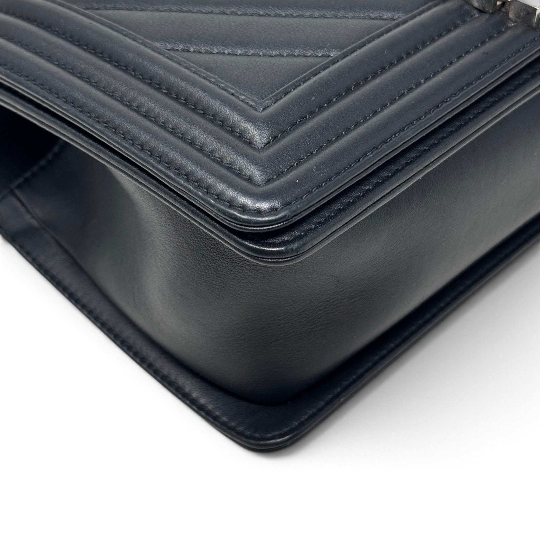 Chanel Black Chevron Medium Boy Bag
