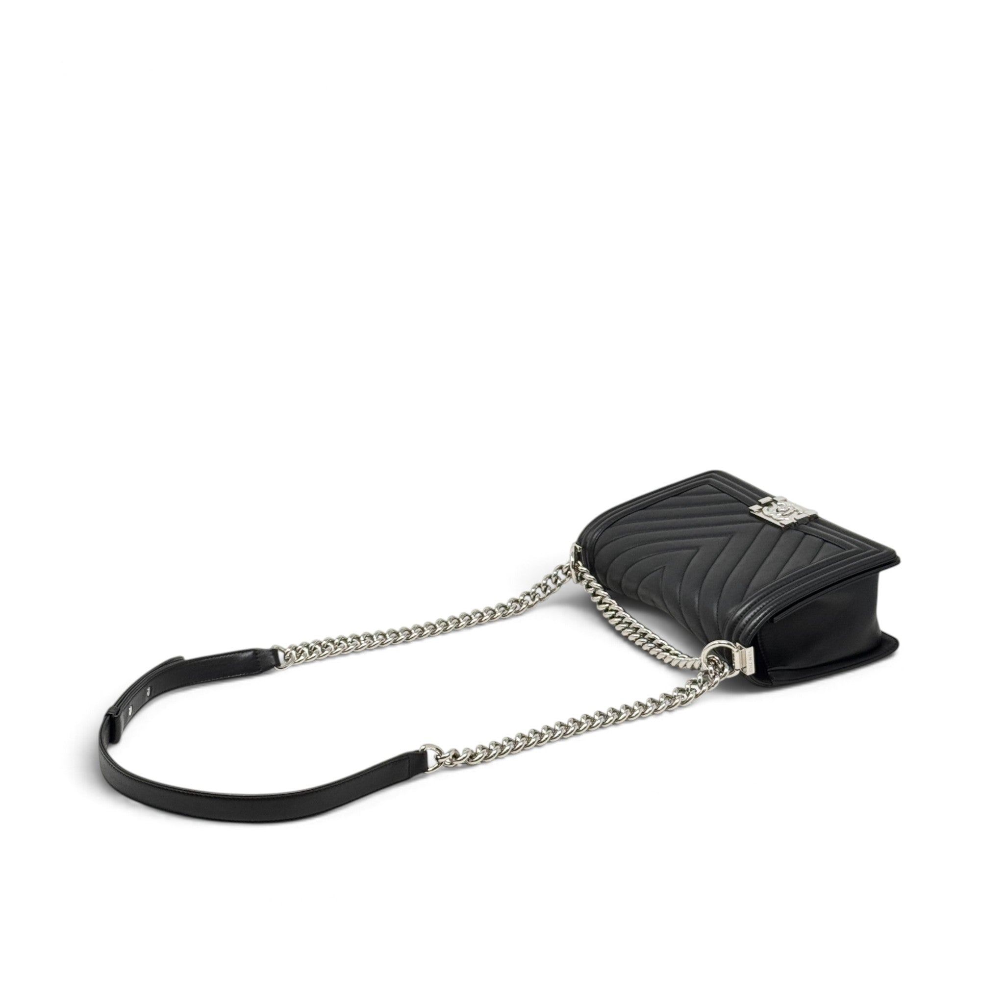 Chanel Black Chevron Medium Boy Bag