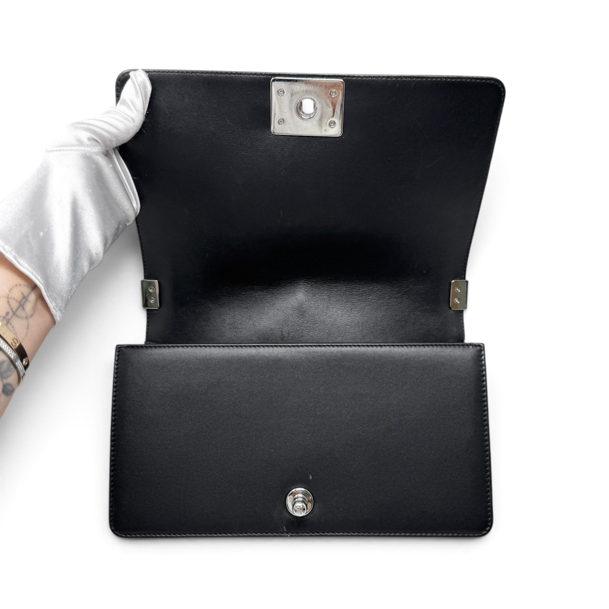 Chanel Black Chevron Medium Boy Bag