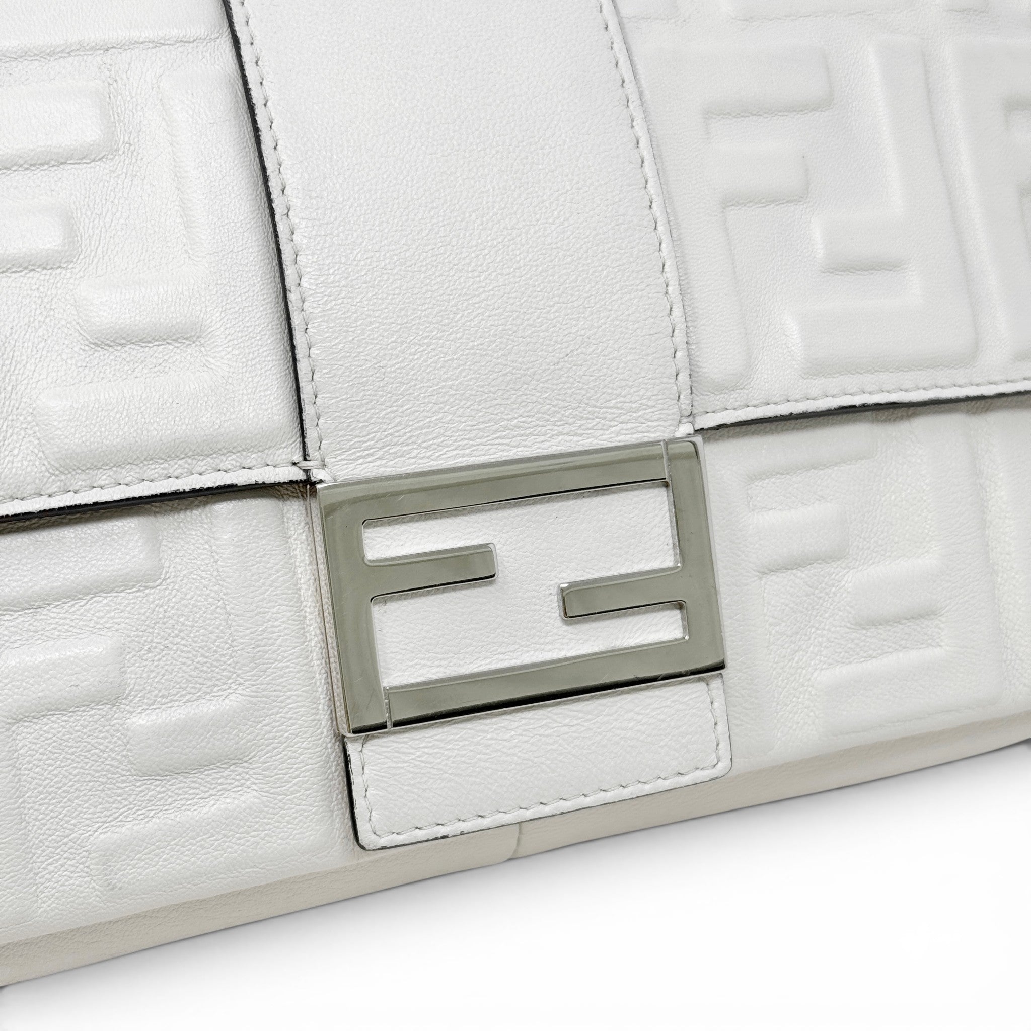 Fendi White Small Baguette Bag