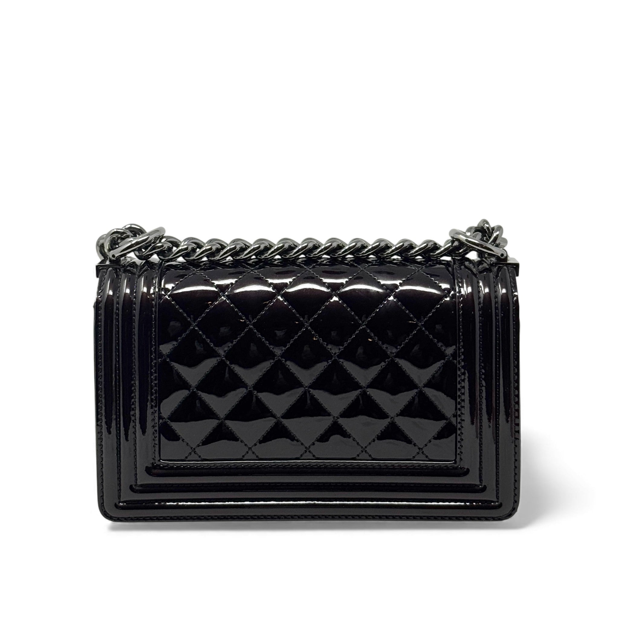 Chanel Black Patent Small Boy Bag