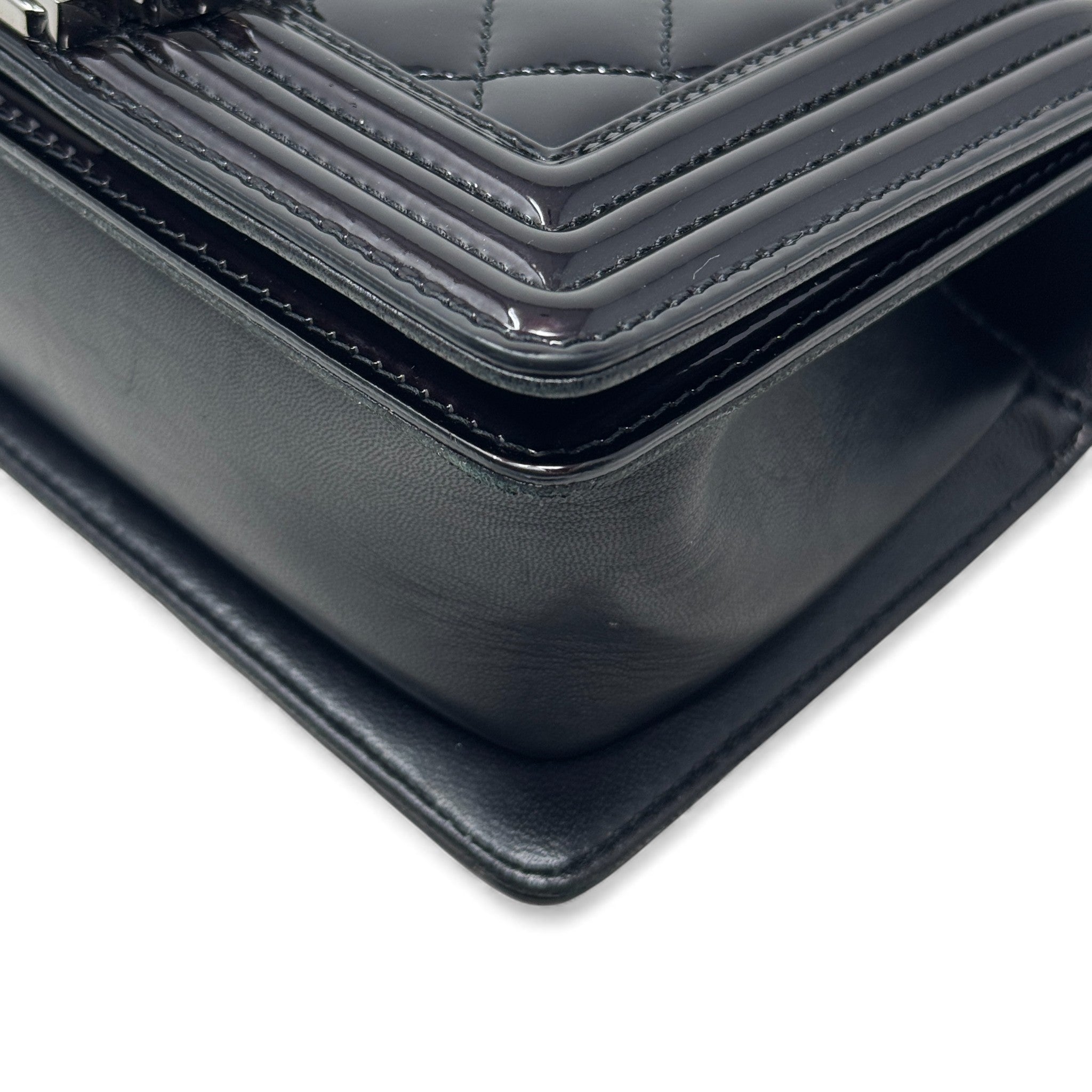 Chanel Black Patent Small Boy Bag