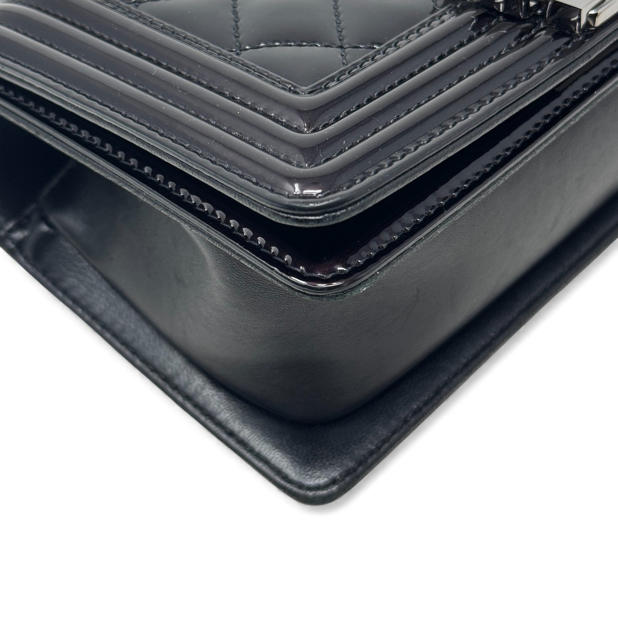 Chanel Black Patent Small Boy Bag