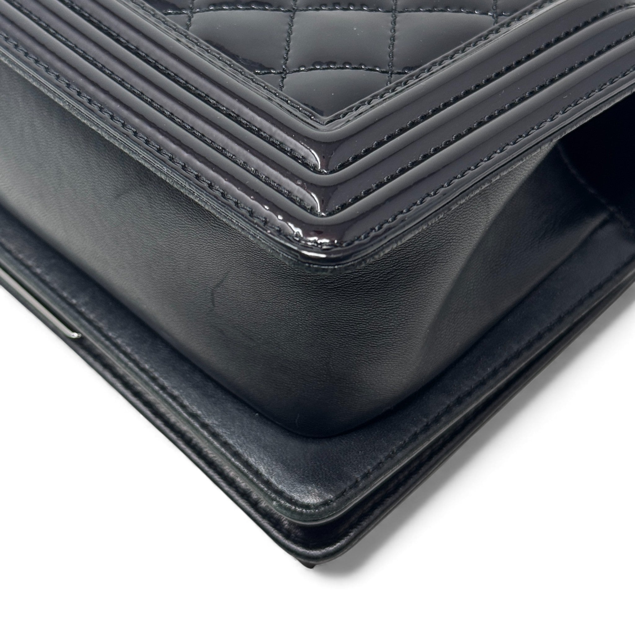 Chanel Black Patent Small Boy Bag