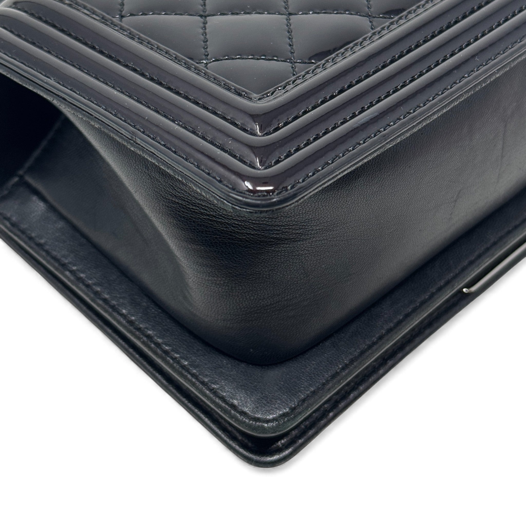 Chanel Black Patent Small Boy Bag