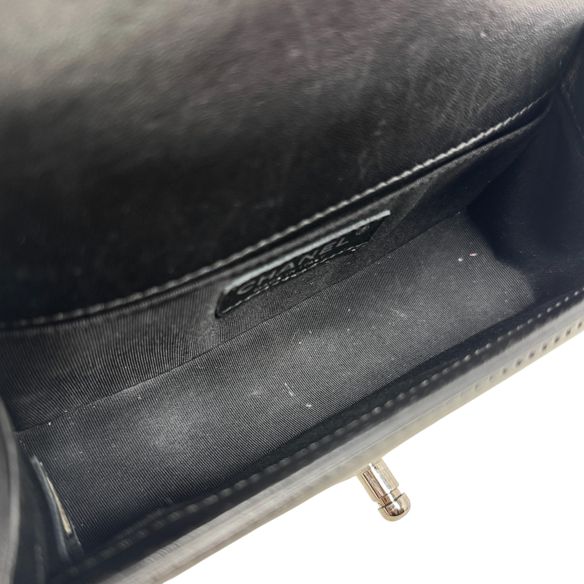 Chanel Black Patent Small Boy Bag