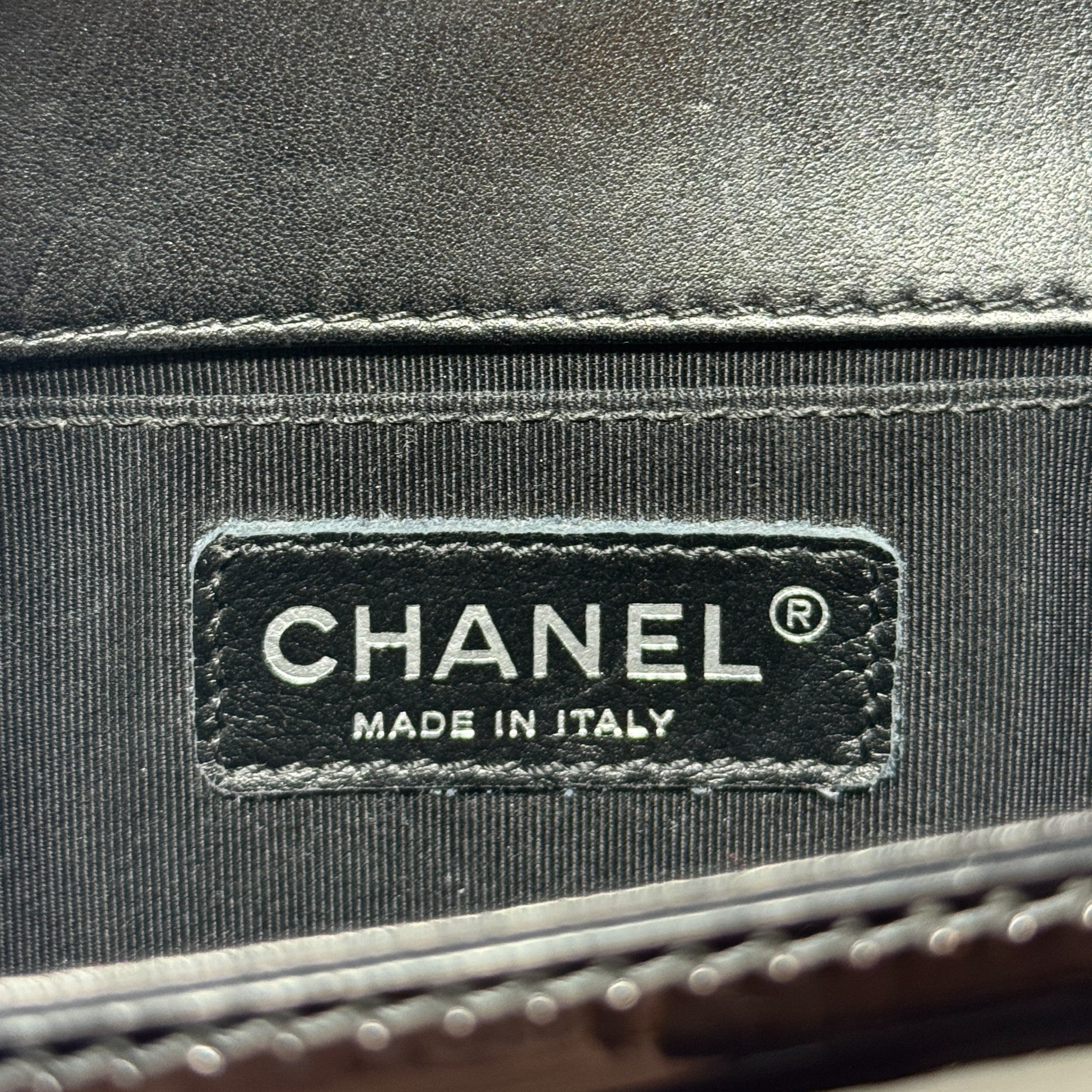 Chanel Black Patent Small Boy Bag