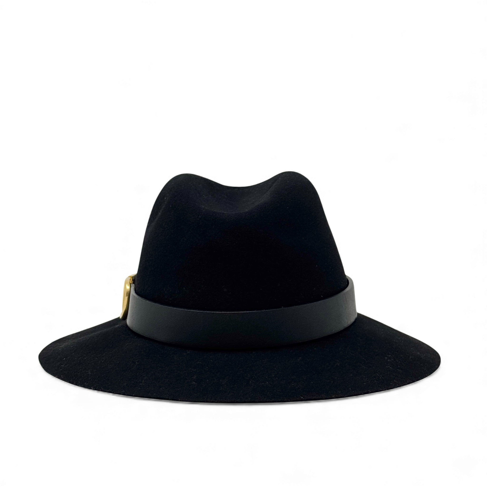 Valentino Black Wool VLogo Fedora