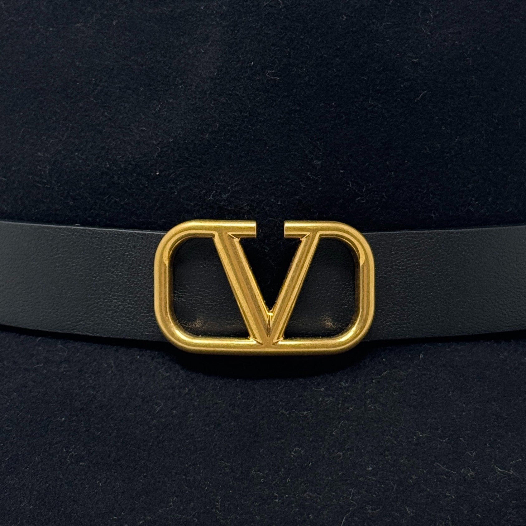 Valentino Black Wool VLogo Fedora