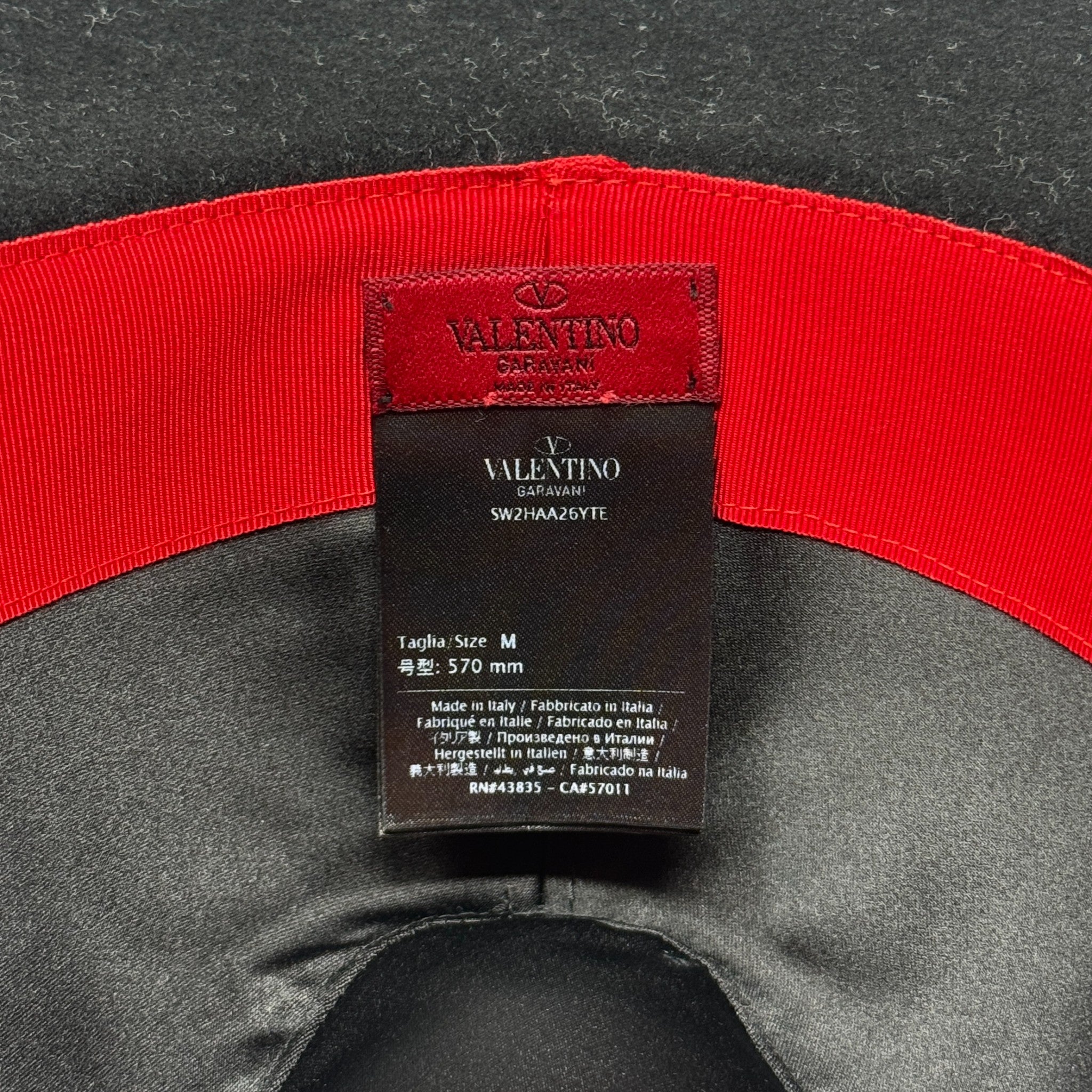 Valentino Black Wool VLogo Fedora