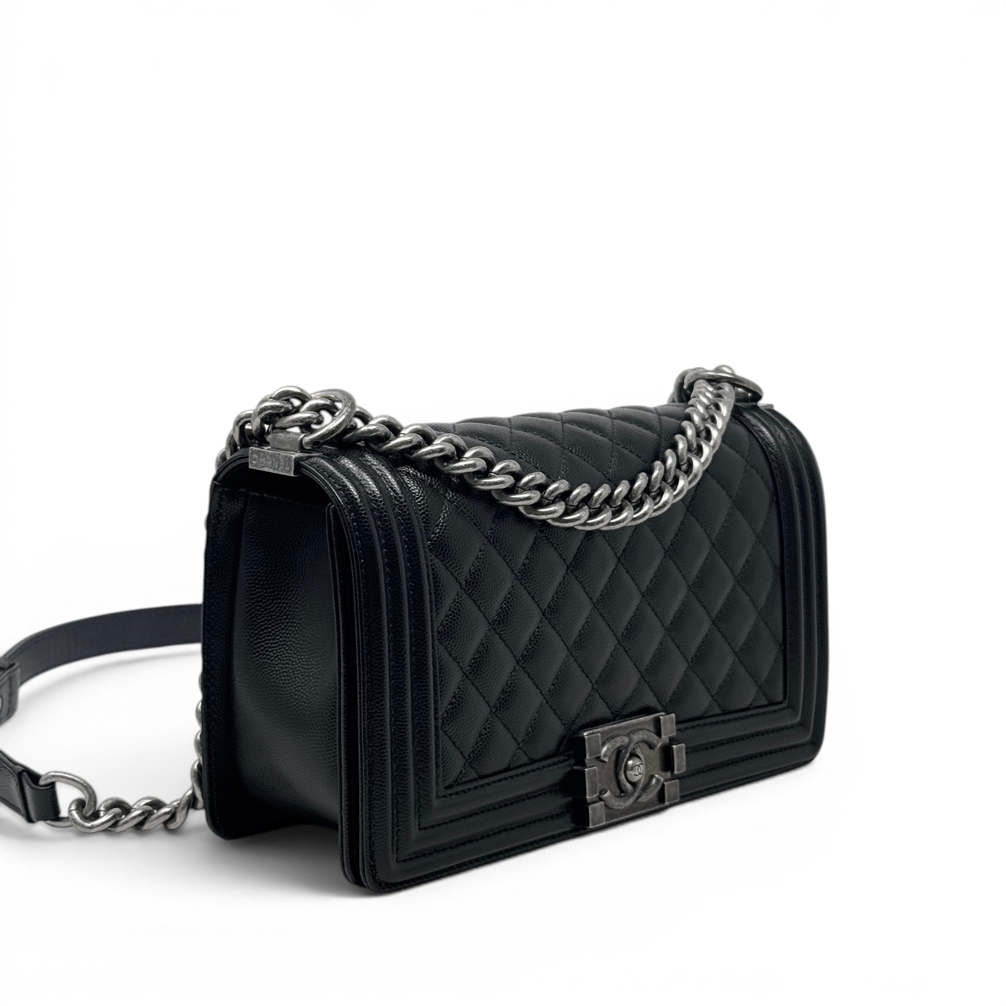 Chanel Black Caviar Medium Boy Bag