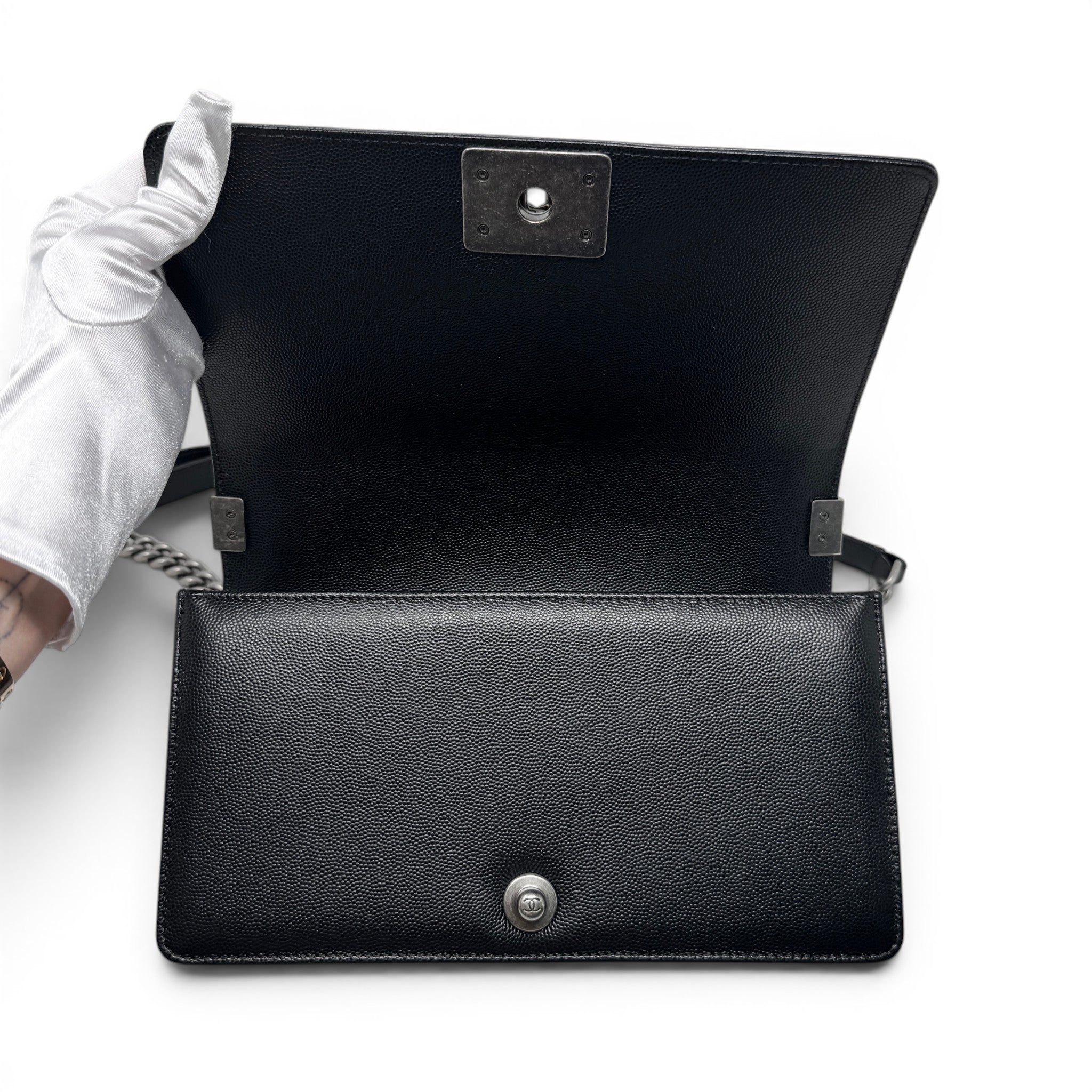 Chanel Black Caviar Medium Boy Bag