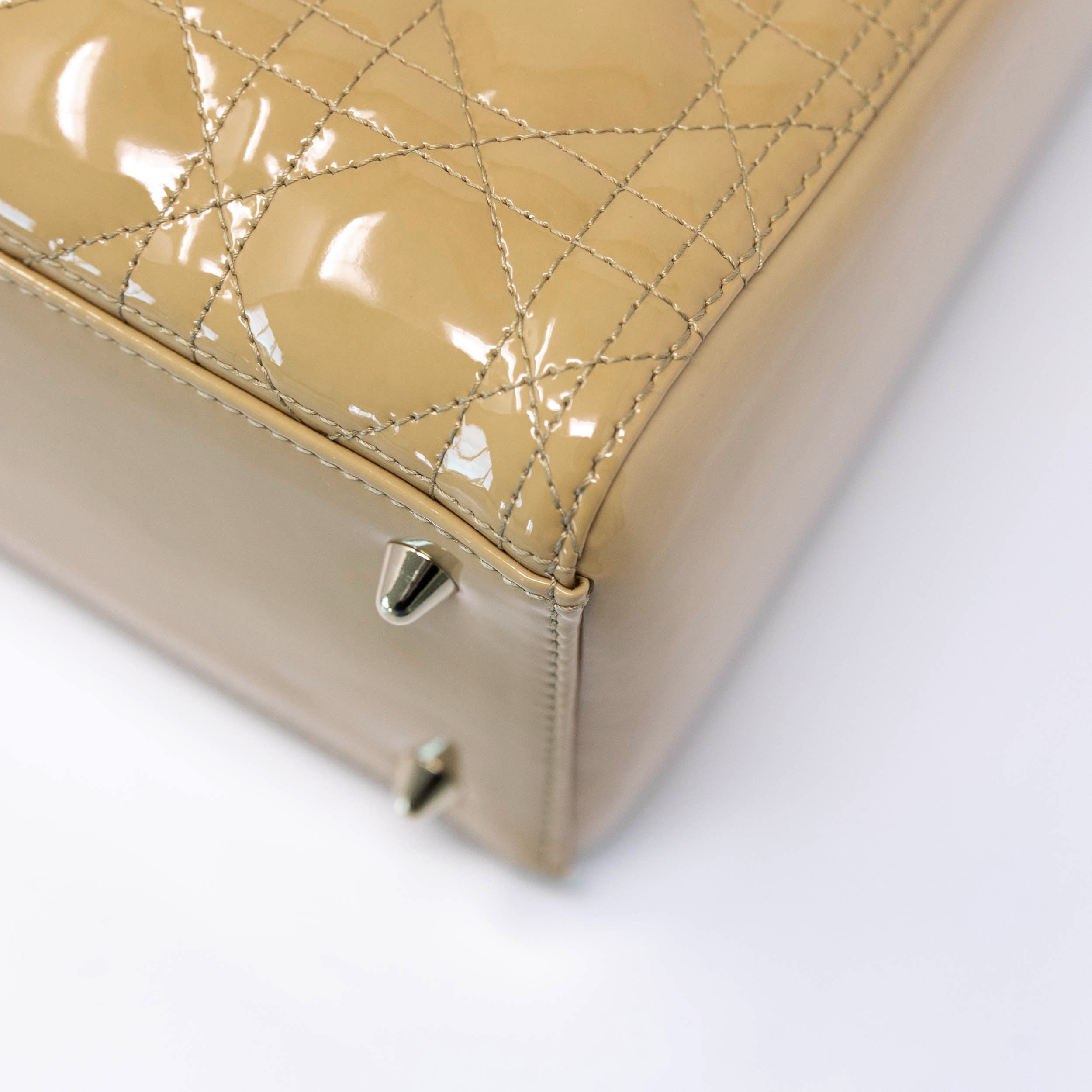 Dior Beige Patent Medium Lady Dior Bag