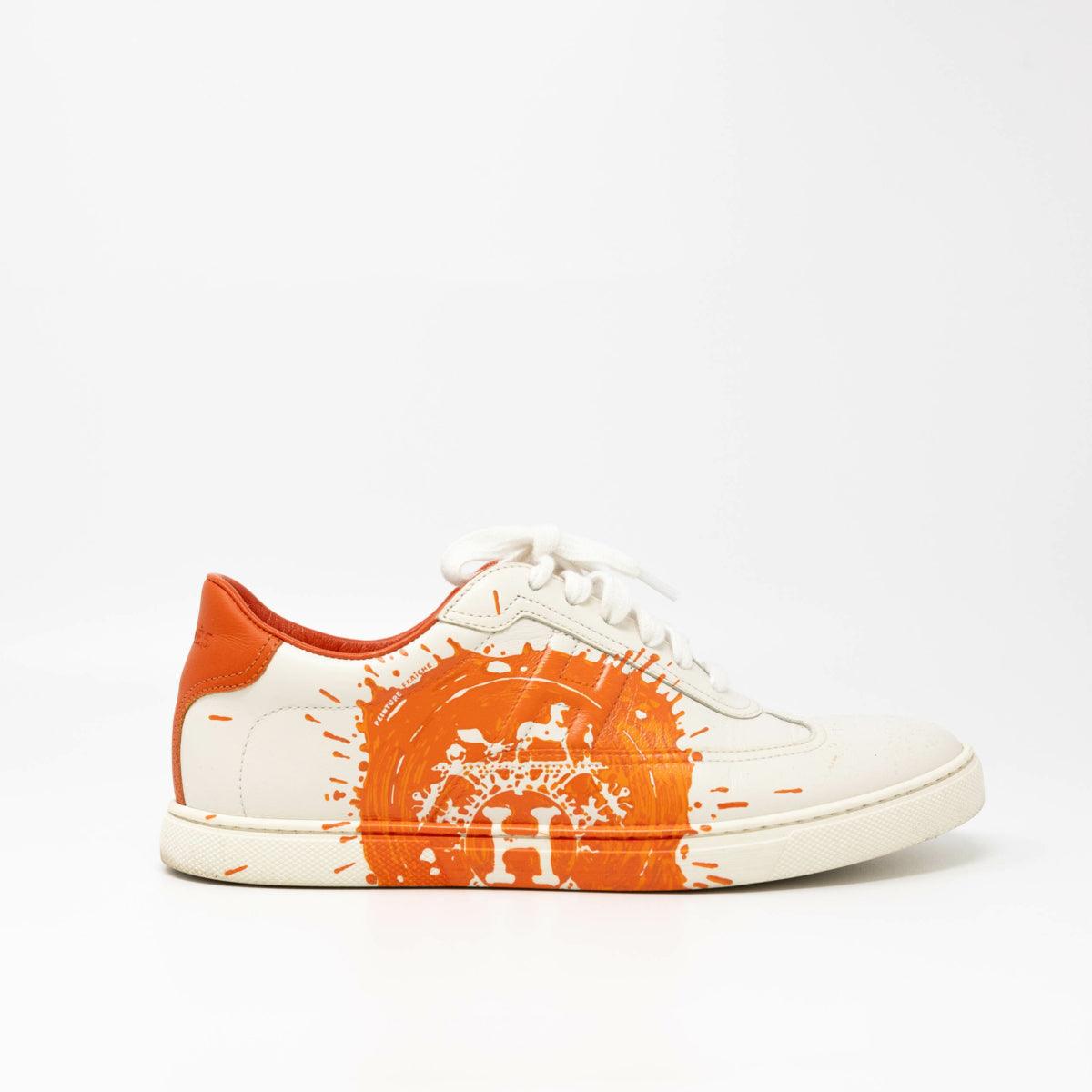 Hermes Orange Splash Quicker Sneaker 37.5