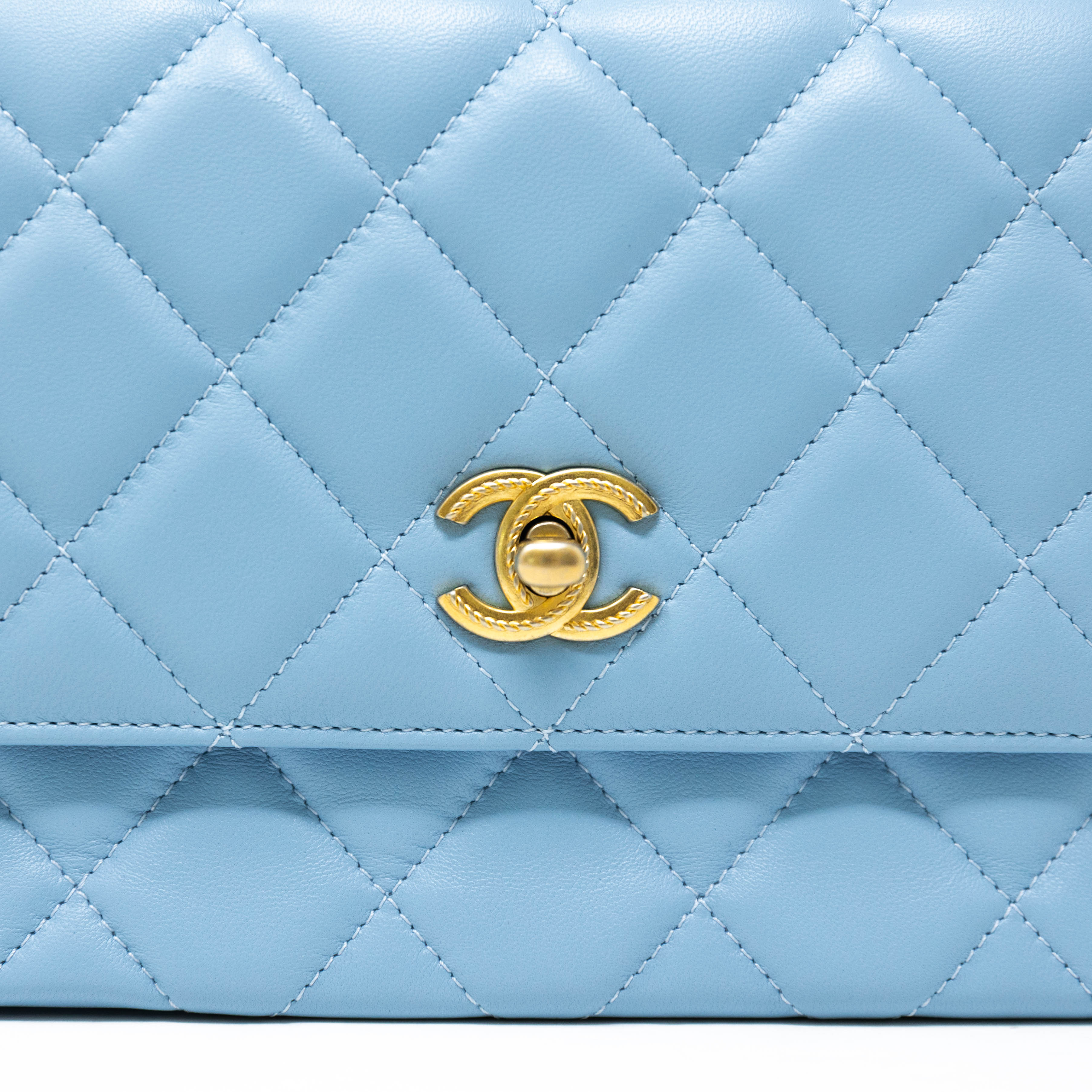 Chanel Blue Small Top Handle Flap Bag
